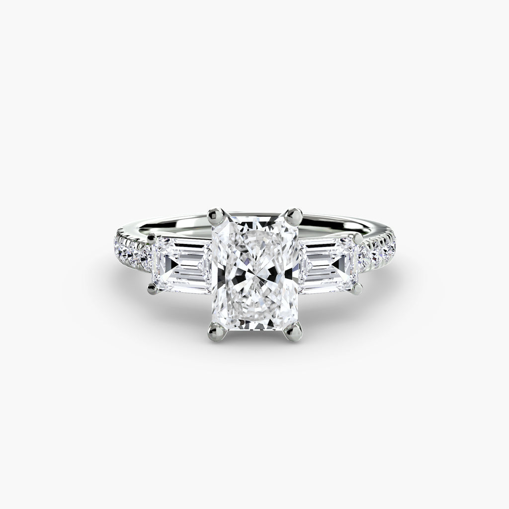 Anello trilogy con pavé — montatura, gambo 2,5 mm