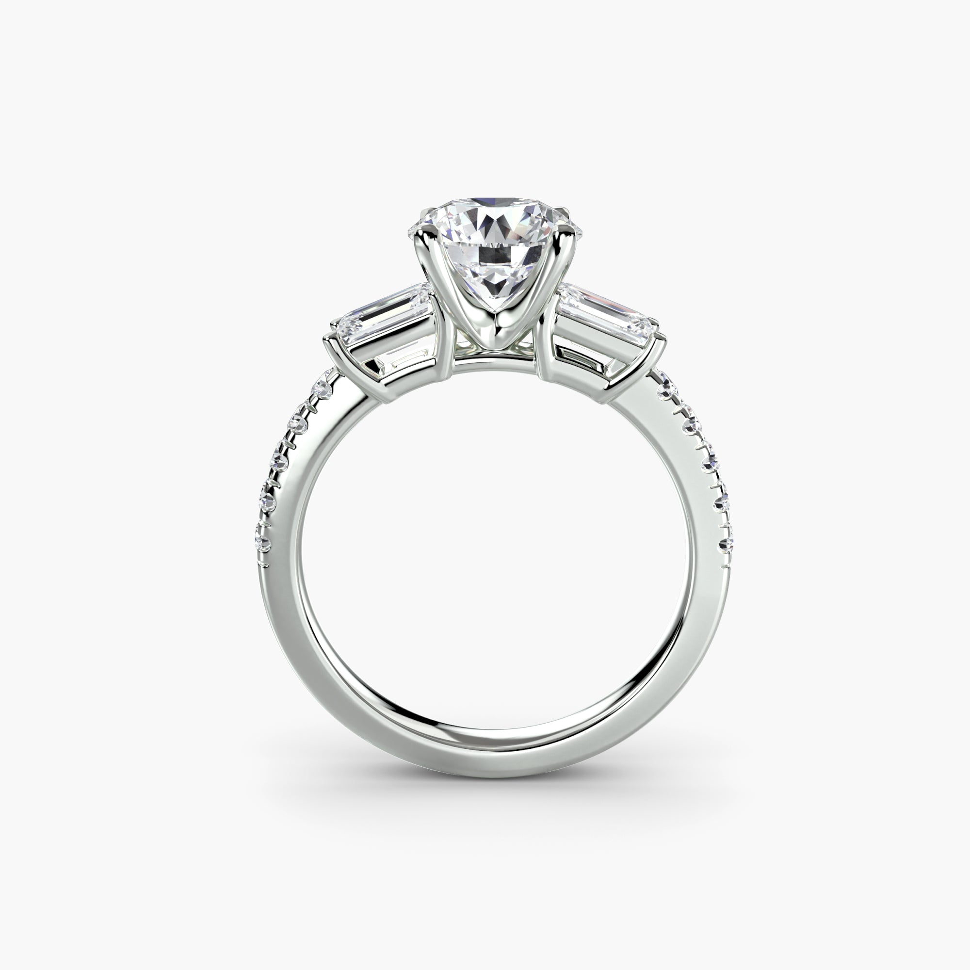 Anello trilogy con pavé — montatura, gambo 2,5 mm