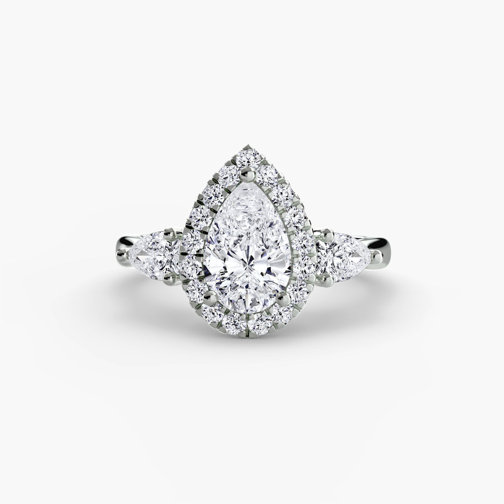 Anello trilogy con halo — montatura, gambo 2,4 mm