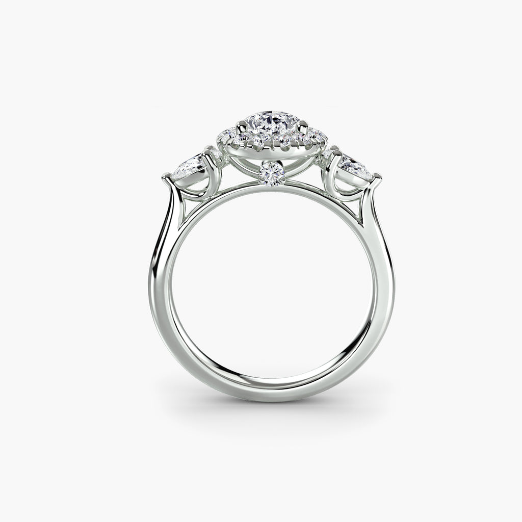 Anello trilogy con halo — montatura, gambo 2,4 mm