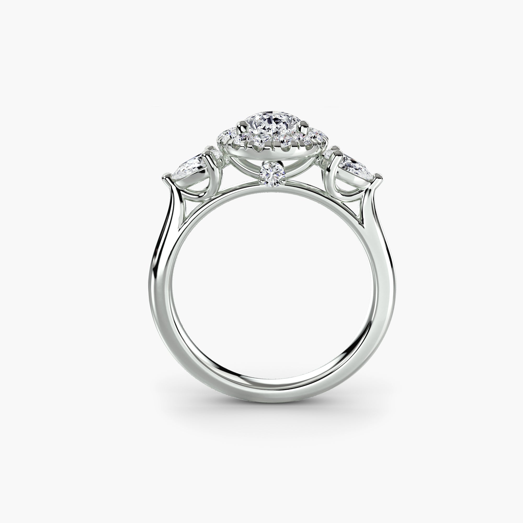 Anello trilogy con halo — montatura, gambo 2,4 mm