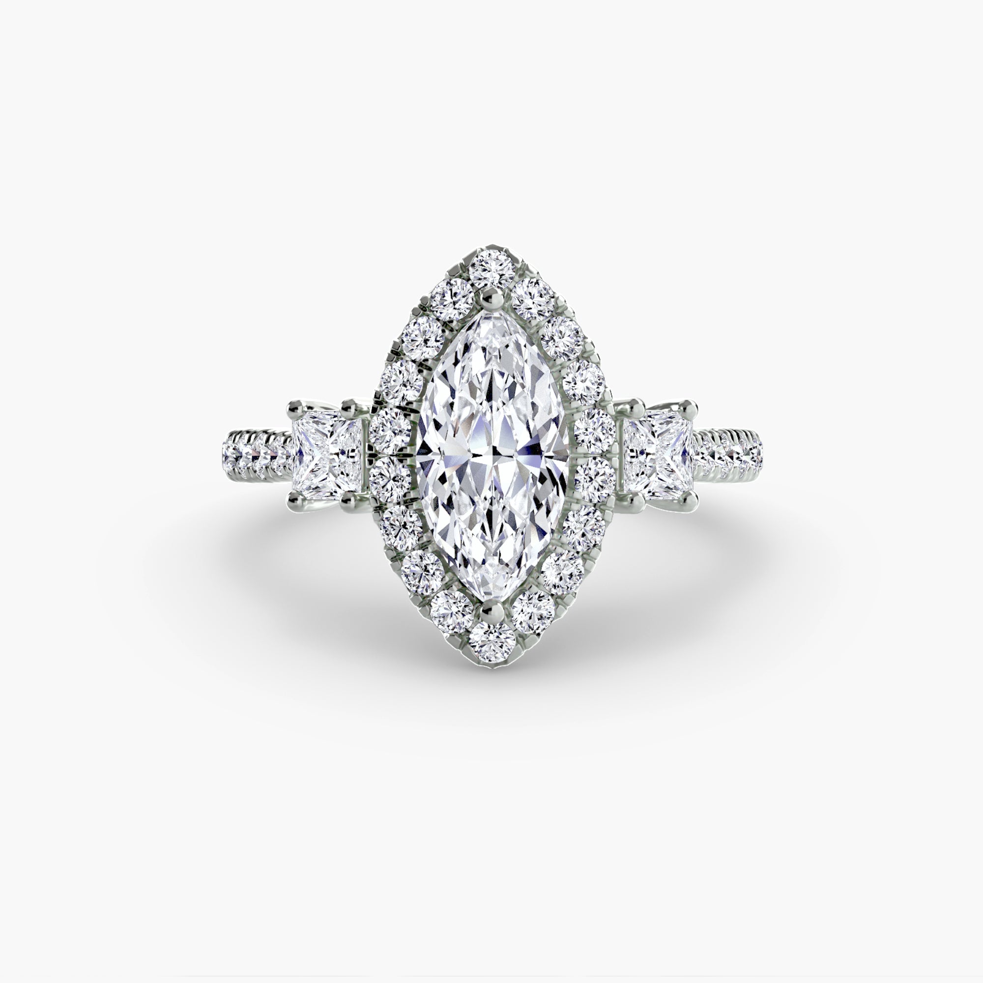 Anello trilogy con halo luminoso — montatura, 2,4 mm