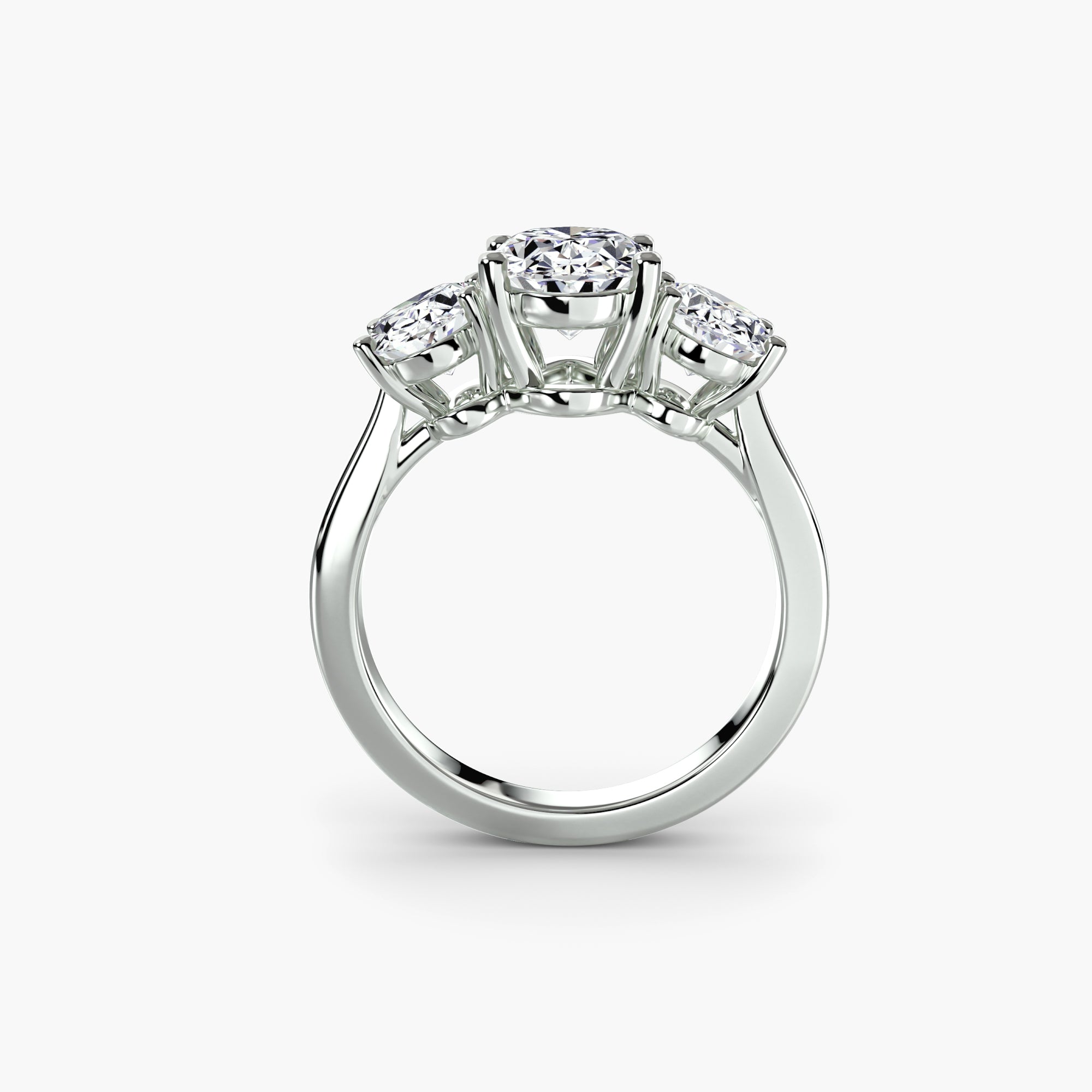 Anello trilogy per diamante ovale — montatura