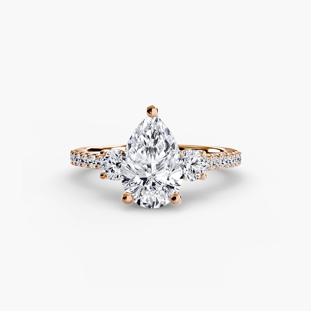 Anello trilogy con pavé sottile — montatura, 2,3 mm