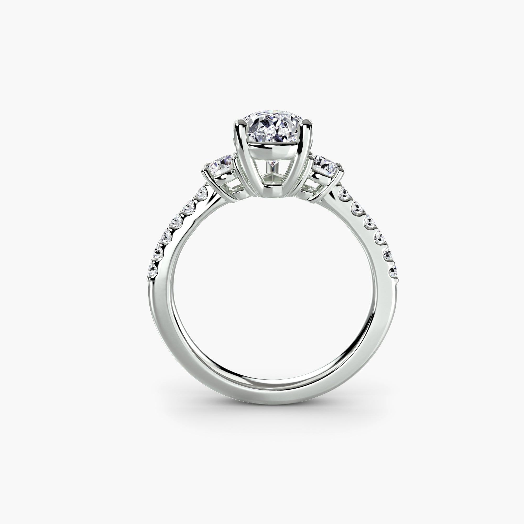 Anello trilogy con pavé sottile — montatura, 2,3 mm