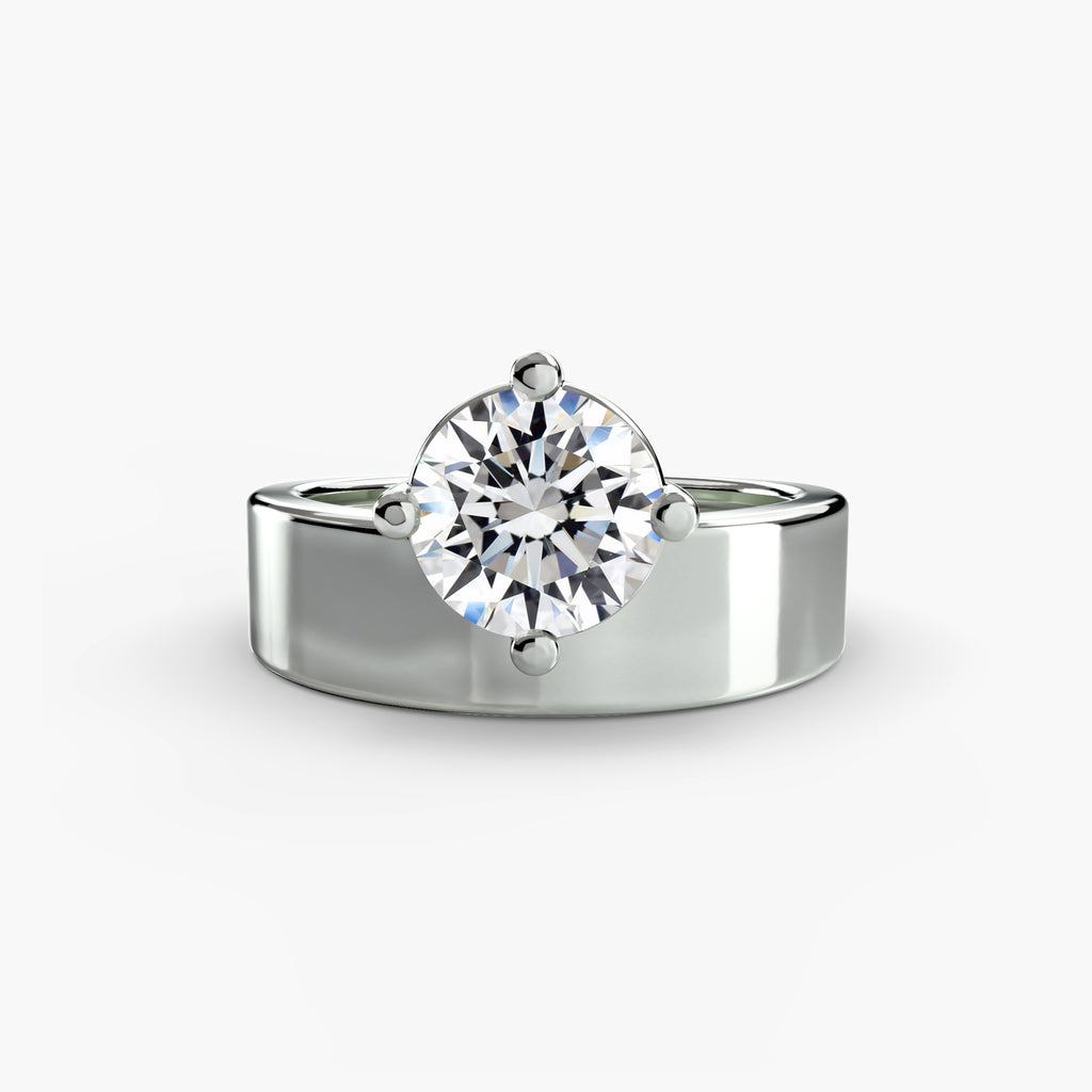 Anello solitario a fascia larga — montatura, 4,2 mm