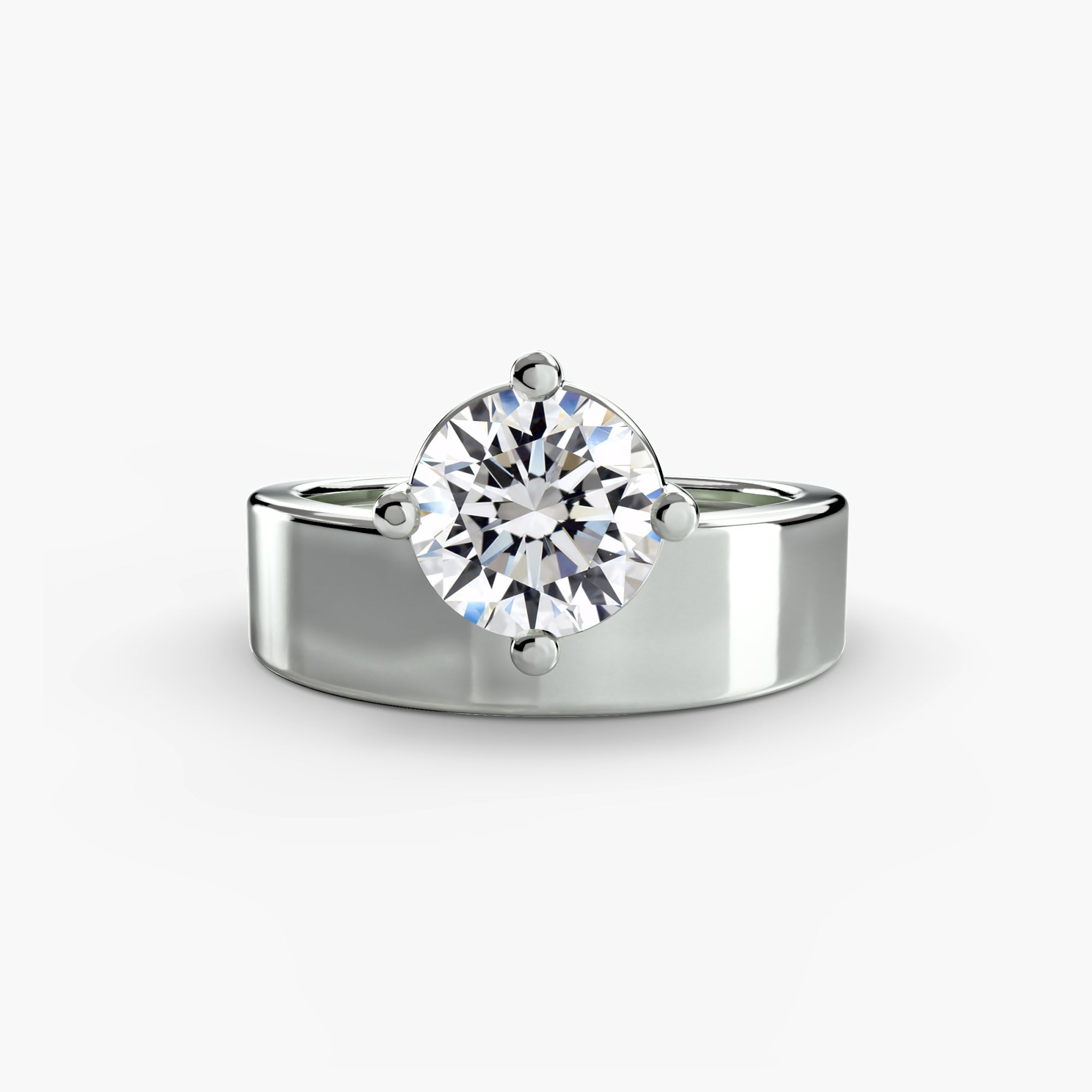 Anello solitario a fascia larga — montatura, 4,2 mm