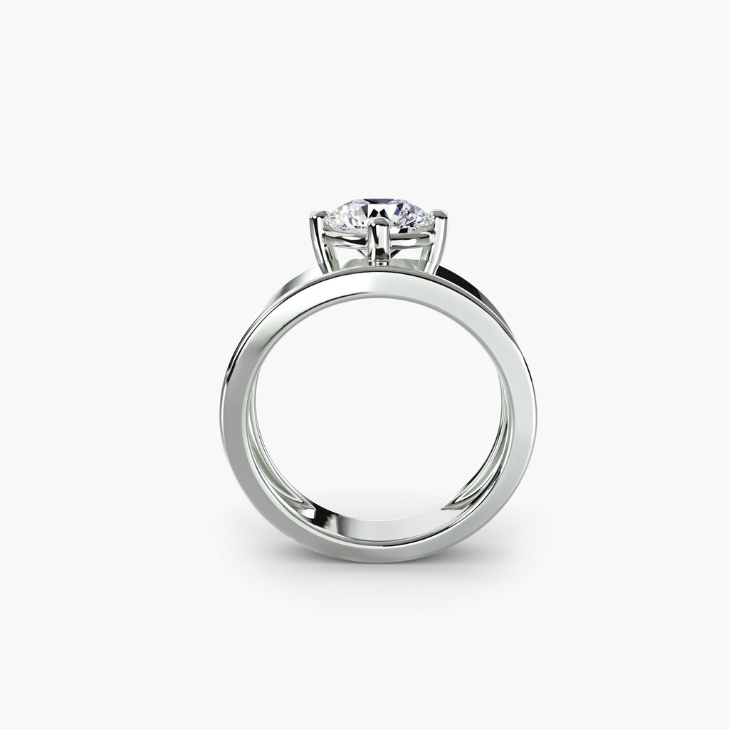 Anello solitario a fascia larga — montatura, 4,2 mm