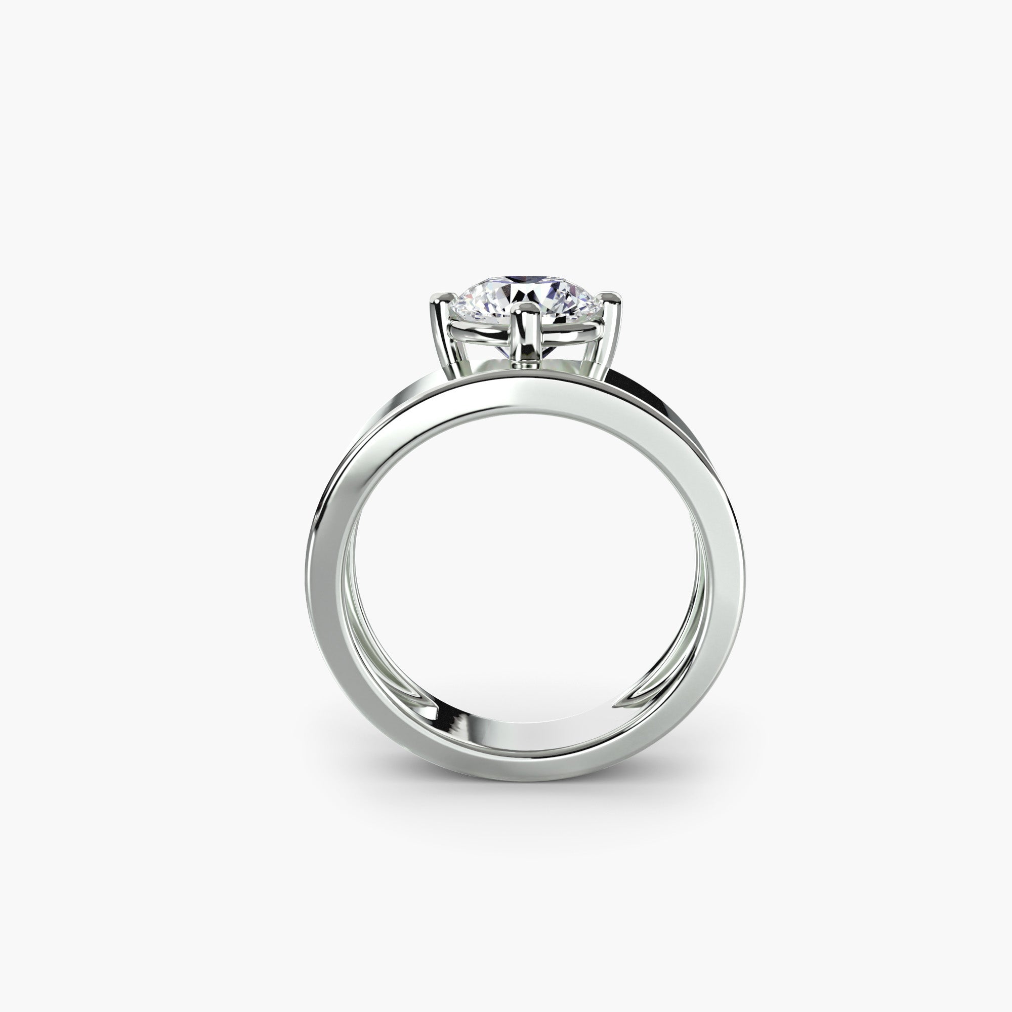 Anello solitario a fascia larga — montatura, 4,2 mm