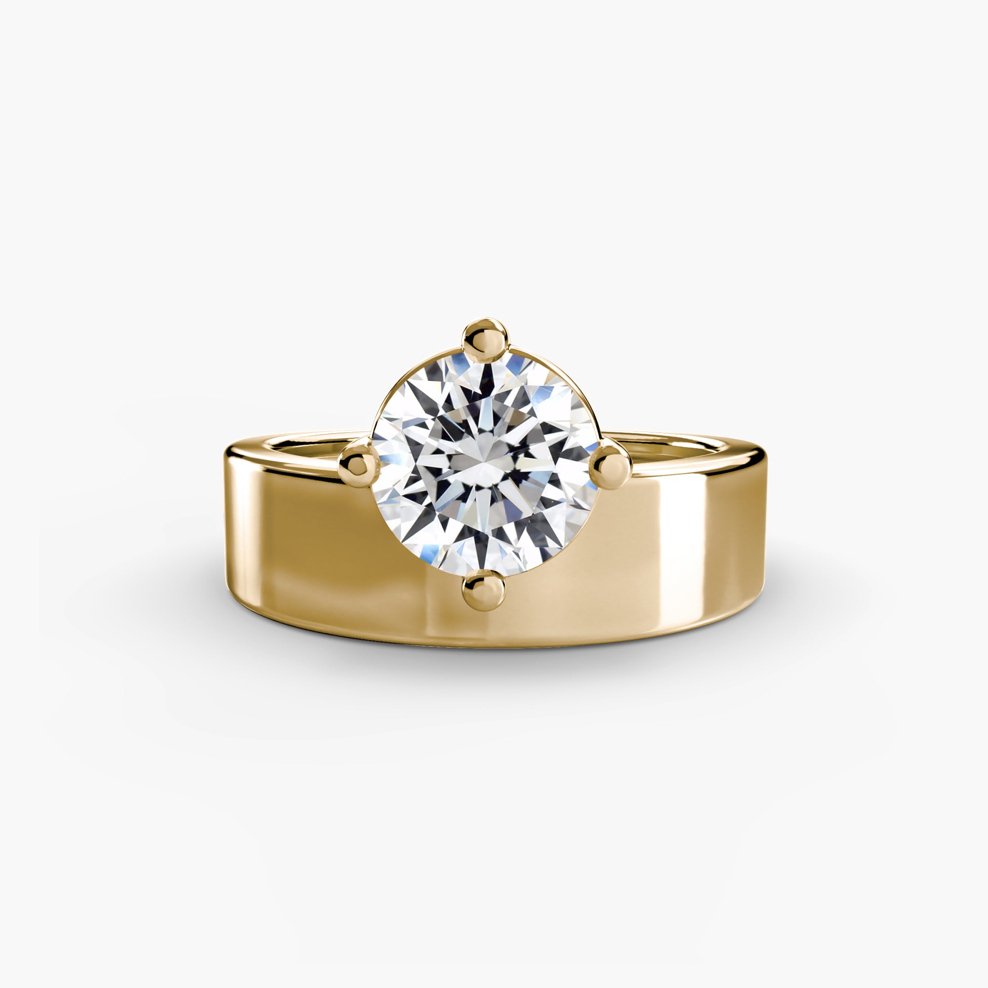 Anello solitario a fascia larga — montatura, 4,2 mm