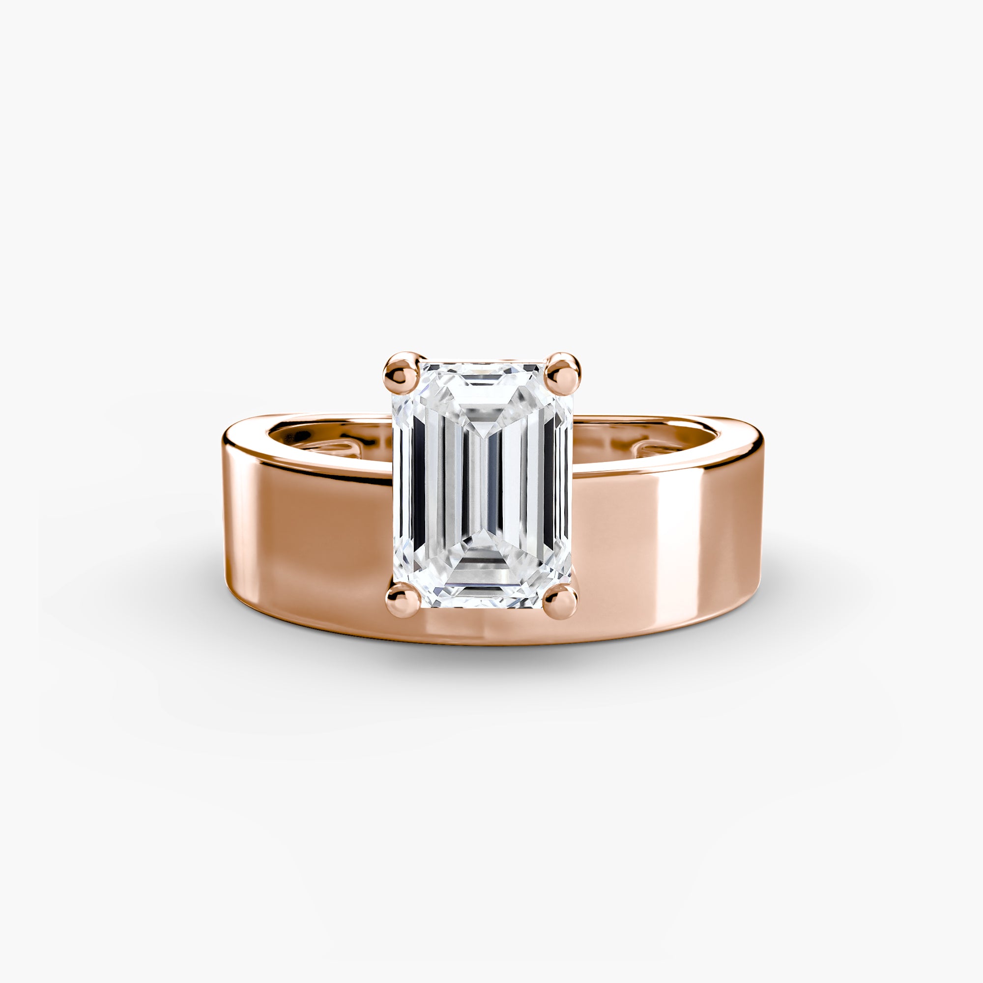 Anello solitario a fascia larga — montatura, 4,0 mm