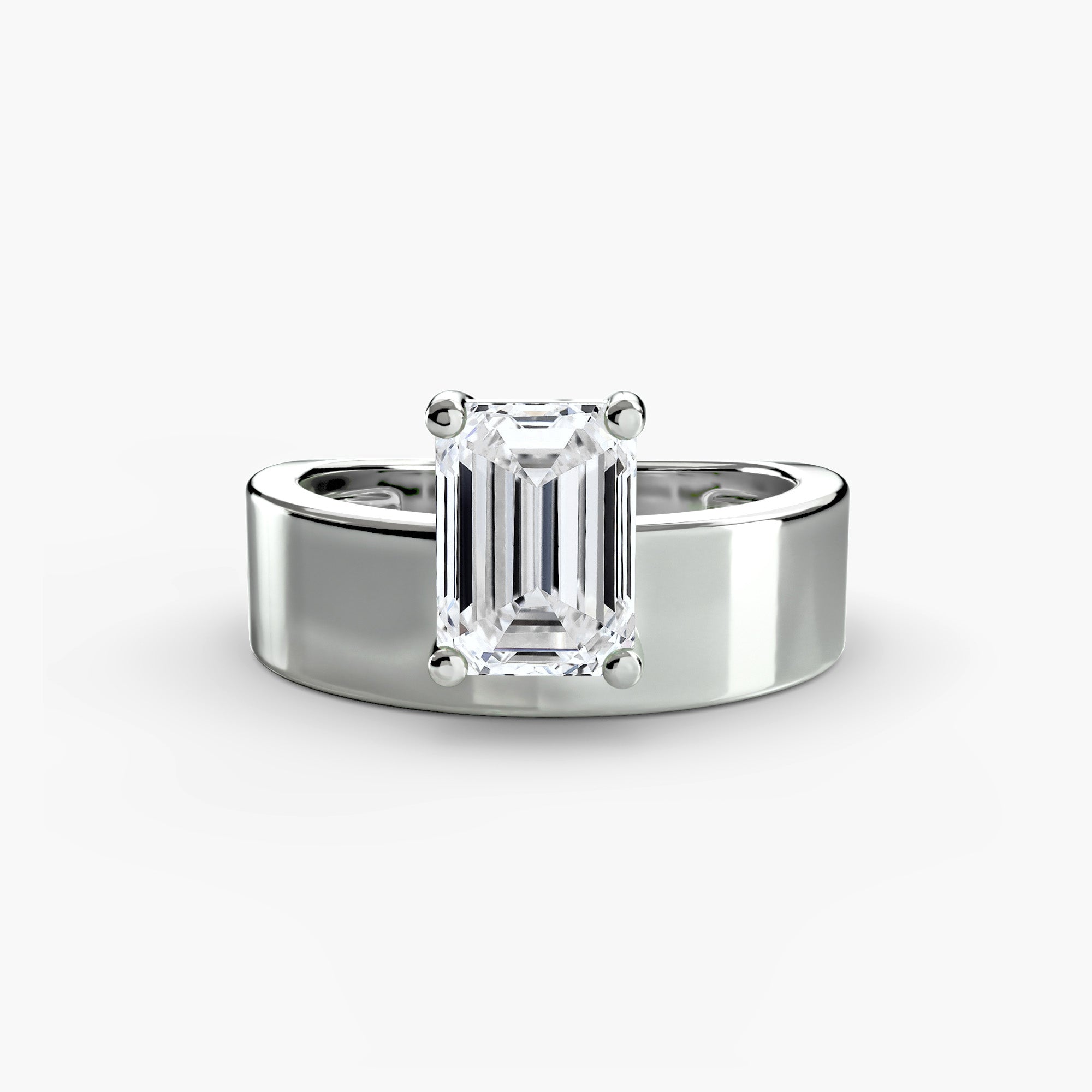 Anello solitario a fascia larga — montatura, 4,0 mm