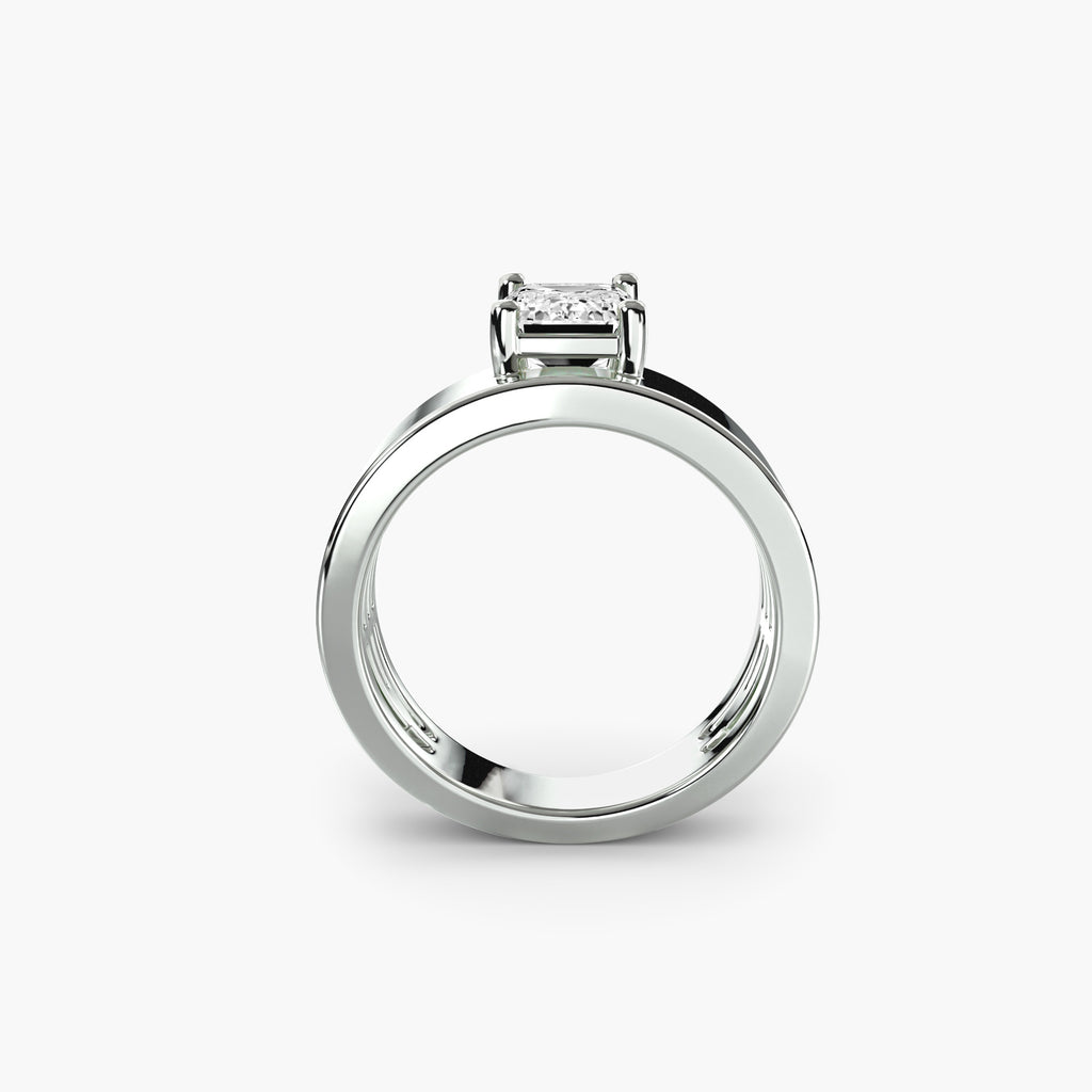 Anello solitario a fascia larga — montatura, 4,0 mm