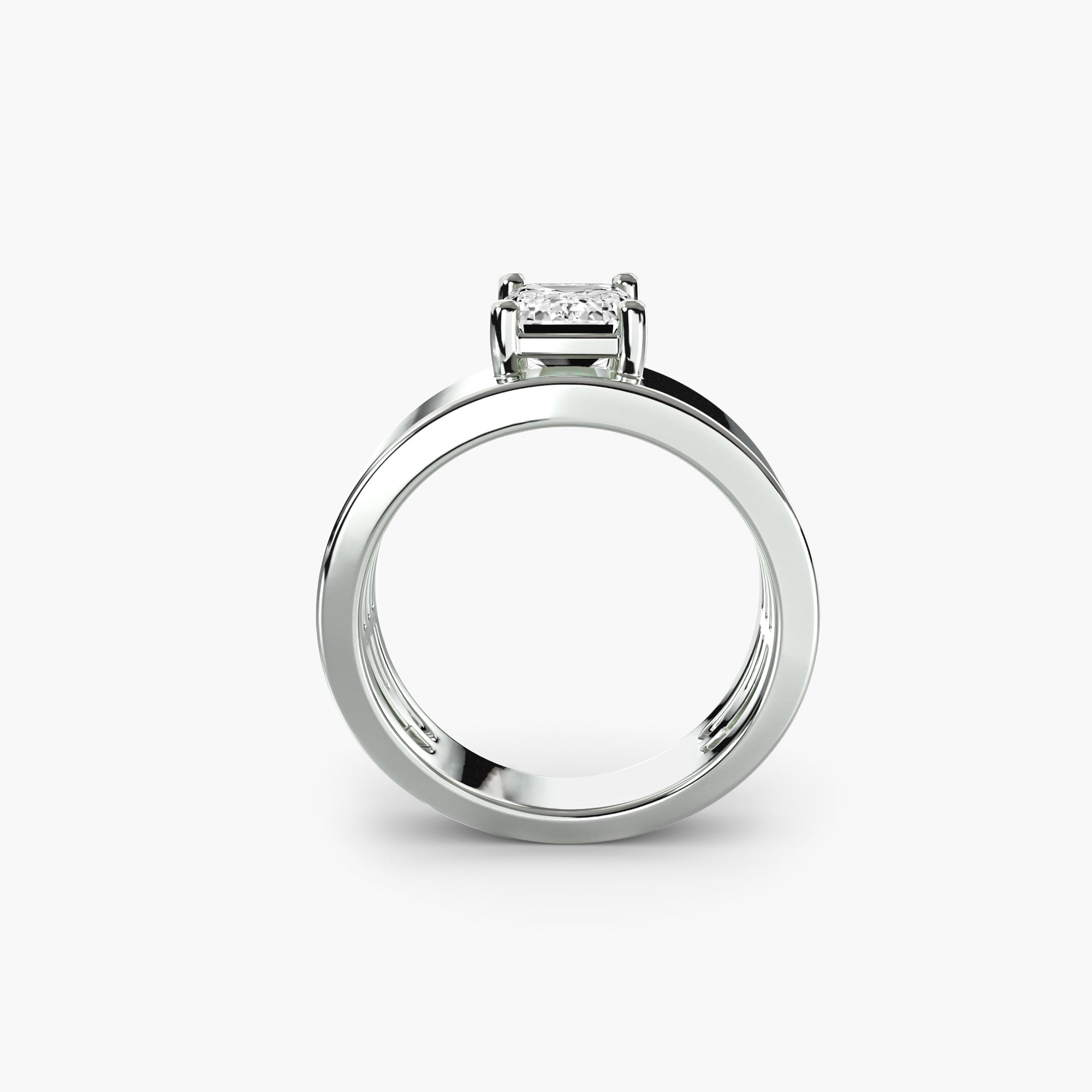 Anello solitario a fascia larga — montatura, 4,0 mm