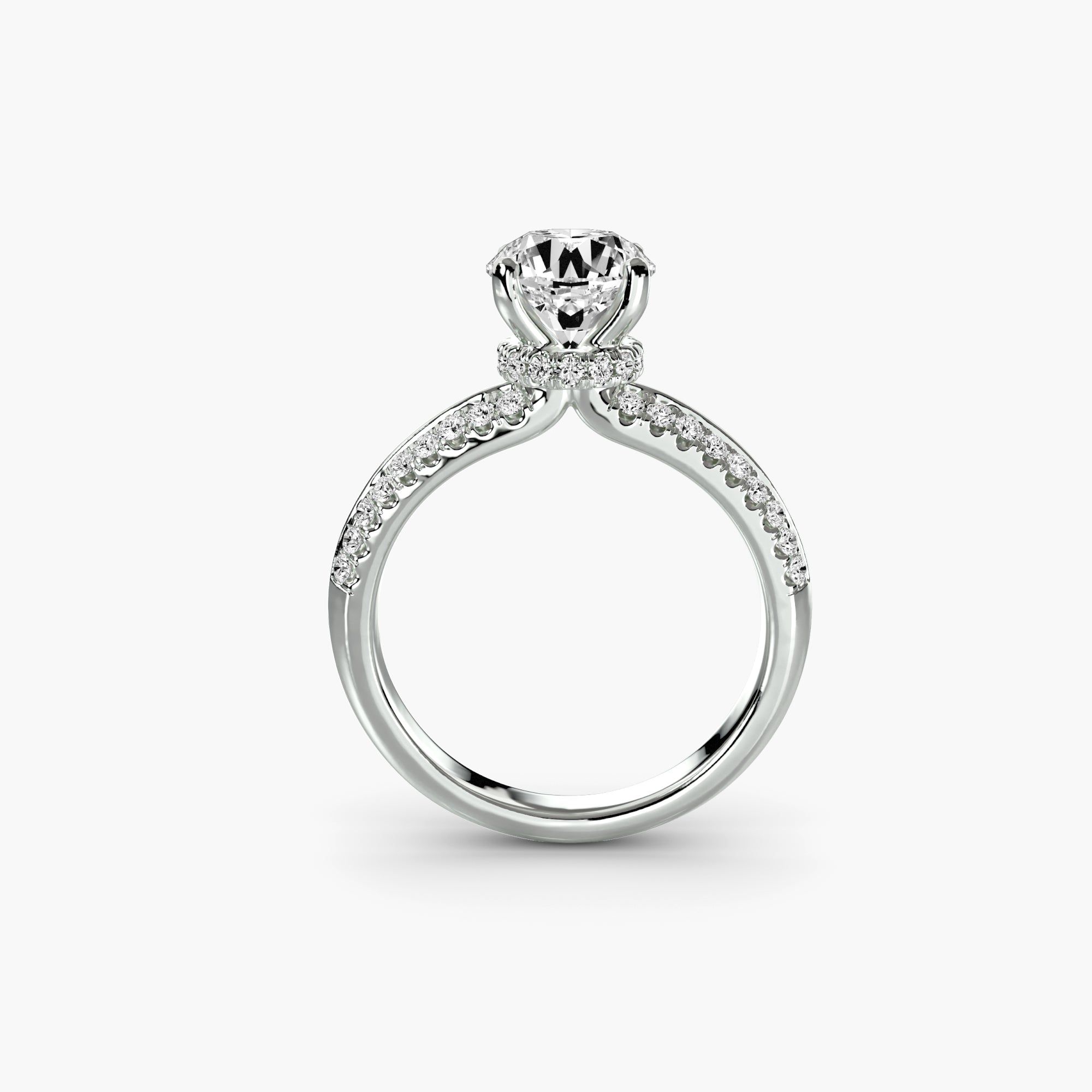 Anello solitario con pavé — montatura, gambo 2,6 mm