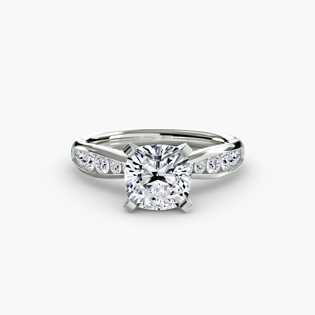 Anello solitario con pavé sottile — montatura, 2,3 mm