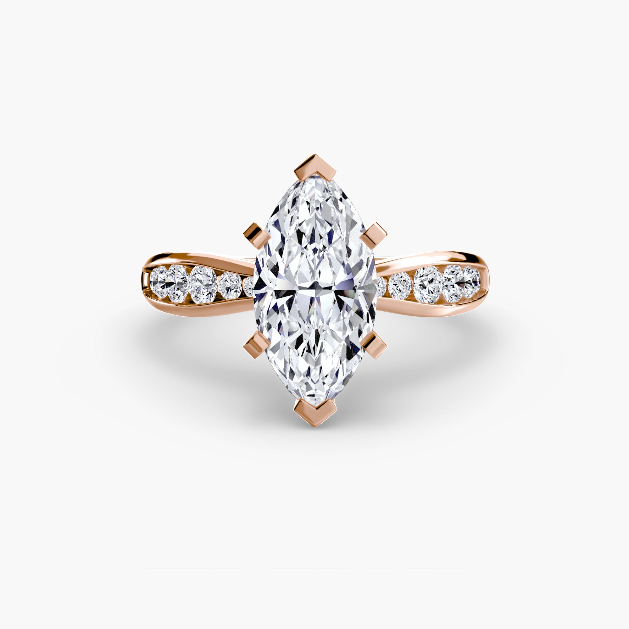 Anello solitario con pavé sottile — montatura, 2,3 mm