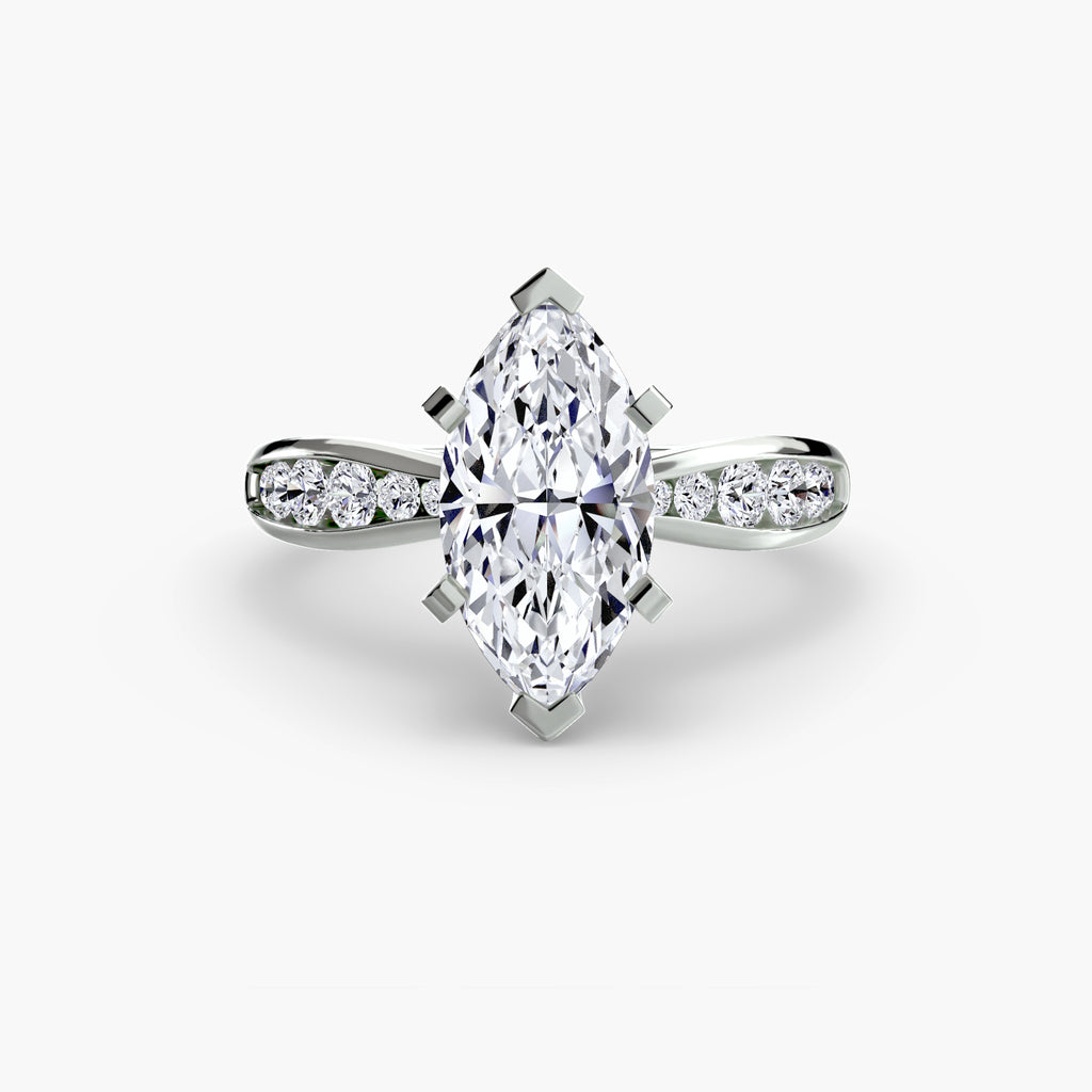 Anello solitario con pavé sottile — montatura, 2,3 mm