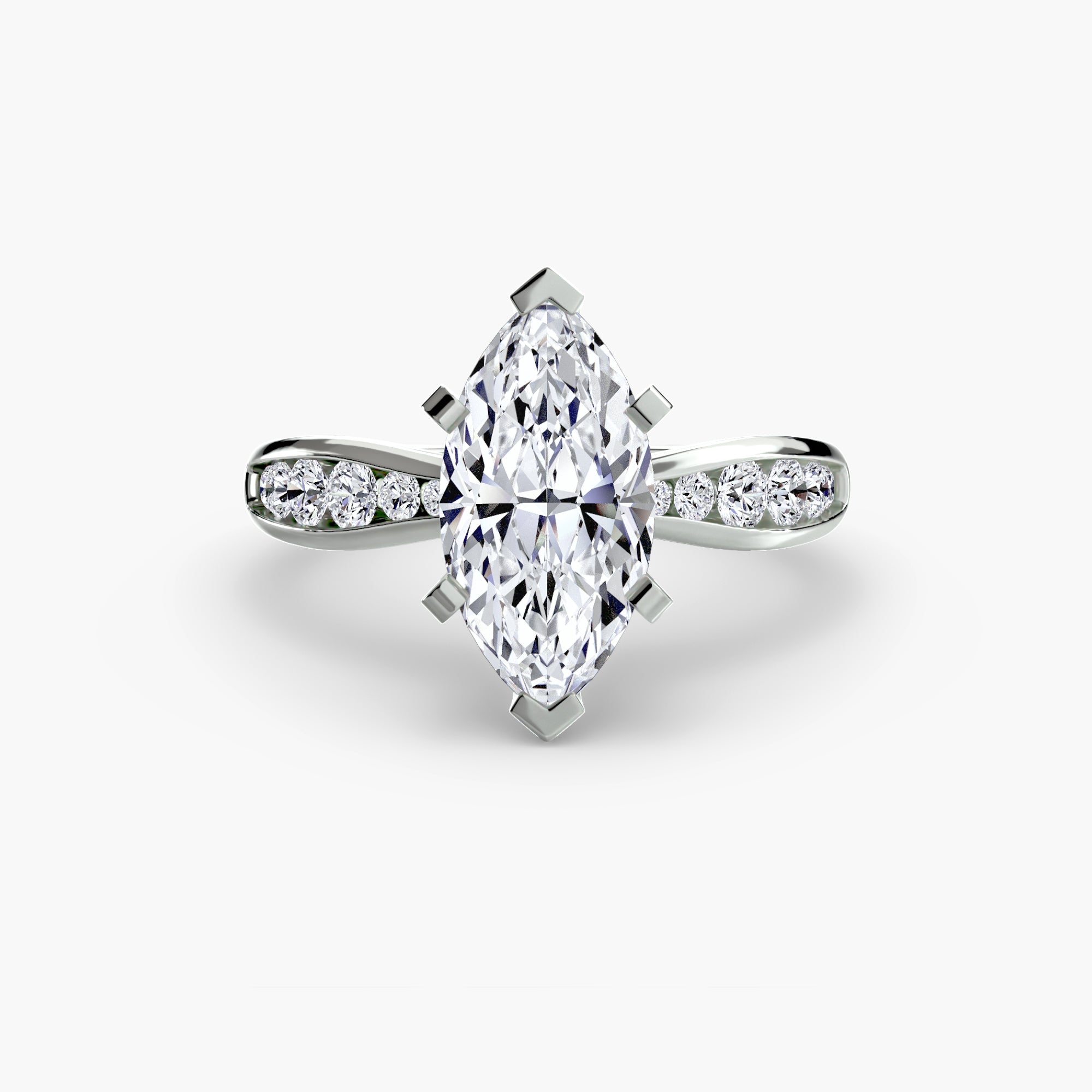 Anello solitario con pavé sottile — montatura, 2,3 mm