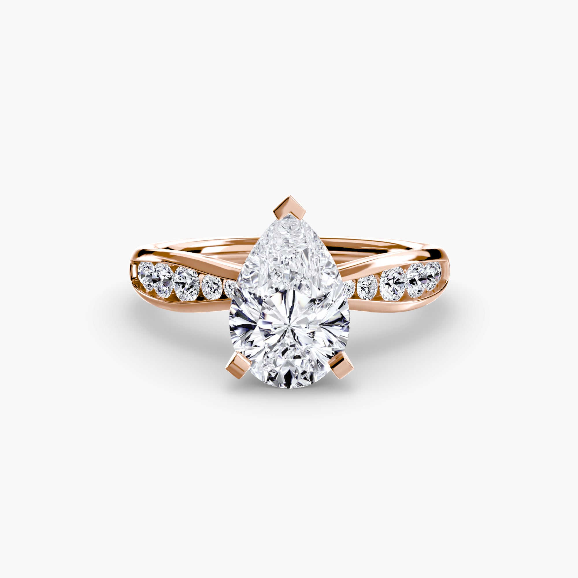 Anello solitario con pavé sottile — montatura, 2,3 mm