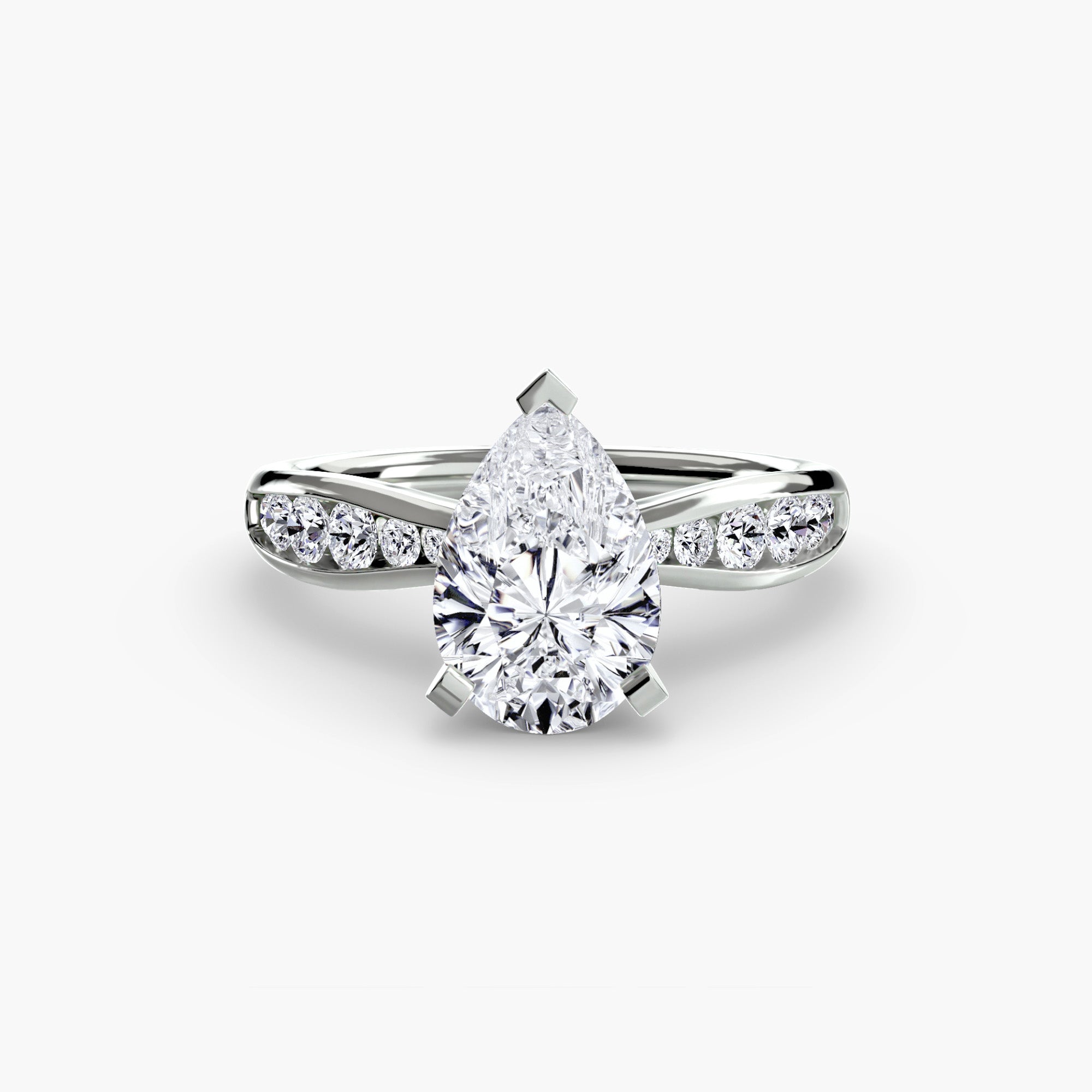 Anello solitario con pavé sottile — montatura, 2,3 mm
