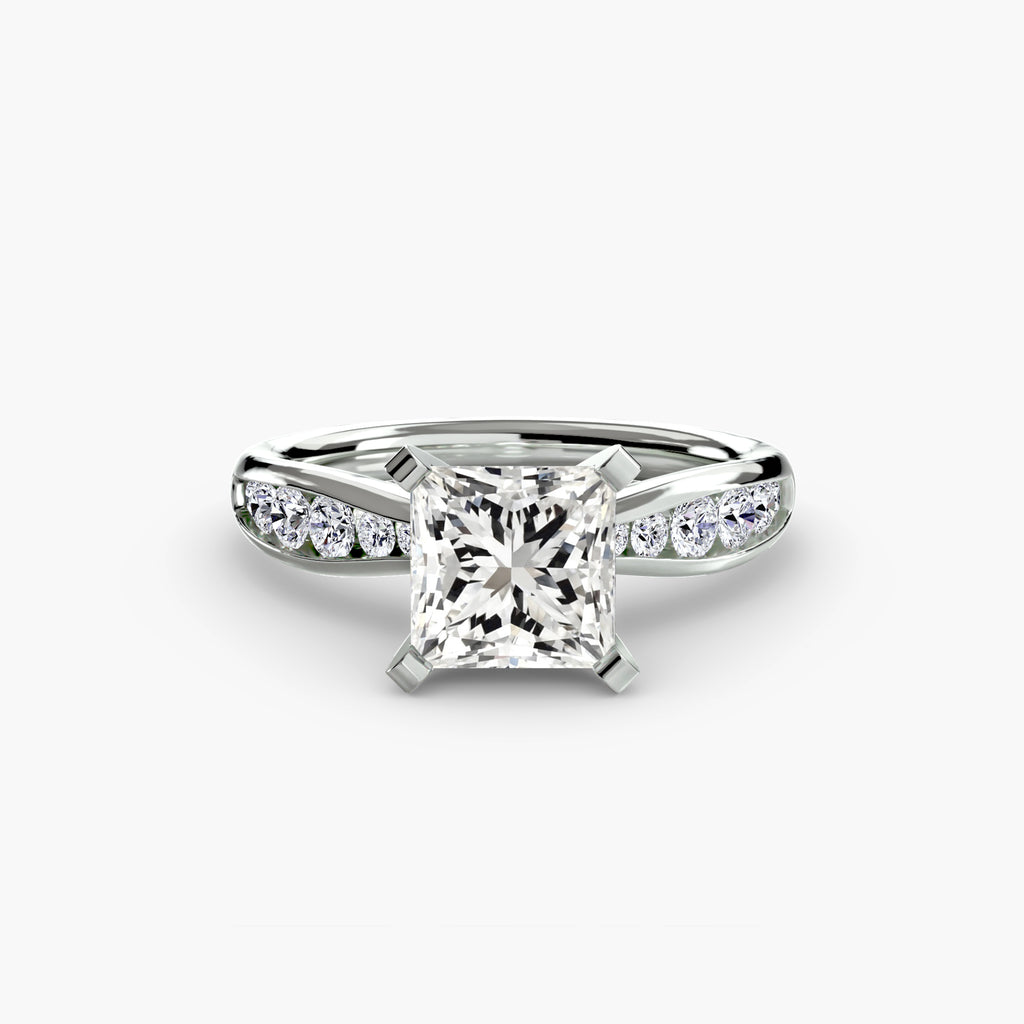 Anello solitario con pavé sottile — montatura, 2,3 mm