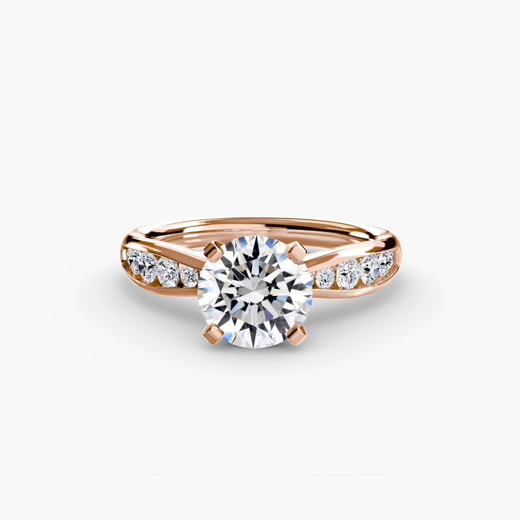 Anello solitario con pavé sottile — montatura, 2,3 mm