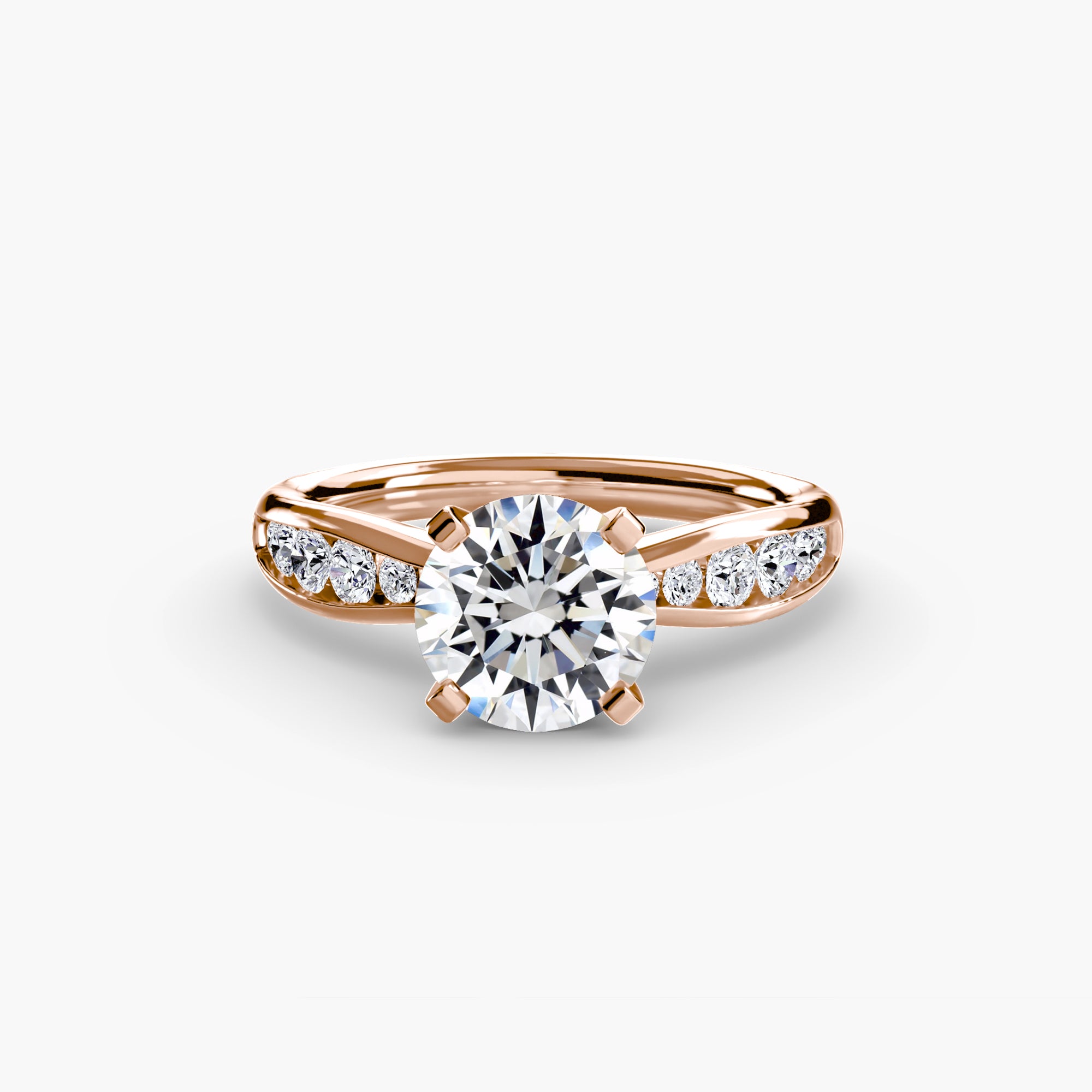 Anello solitario con pavé sottile — montatura, 2,3 mm