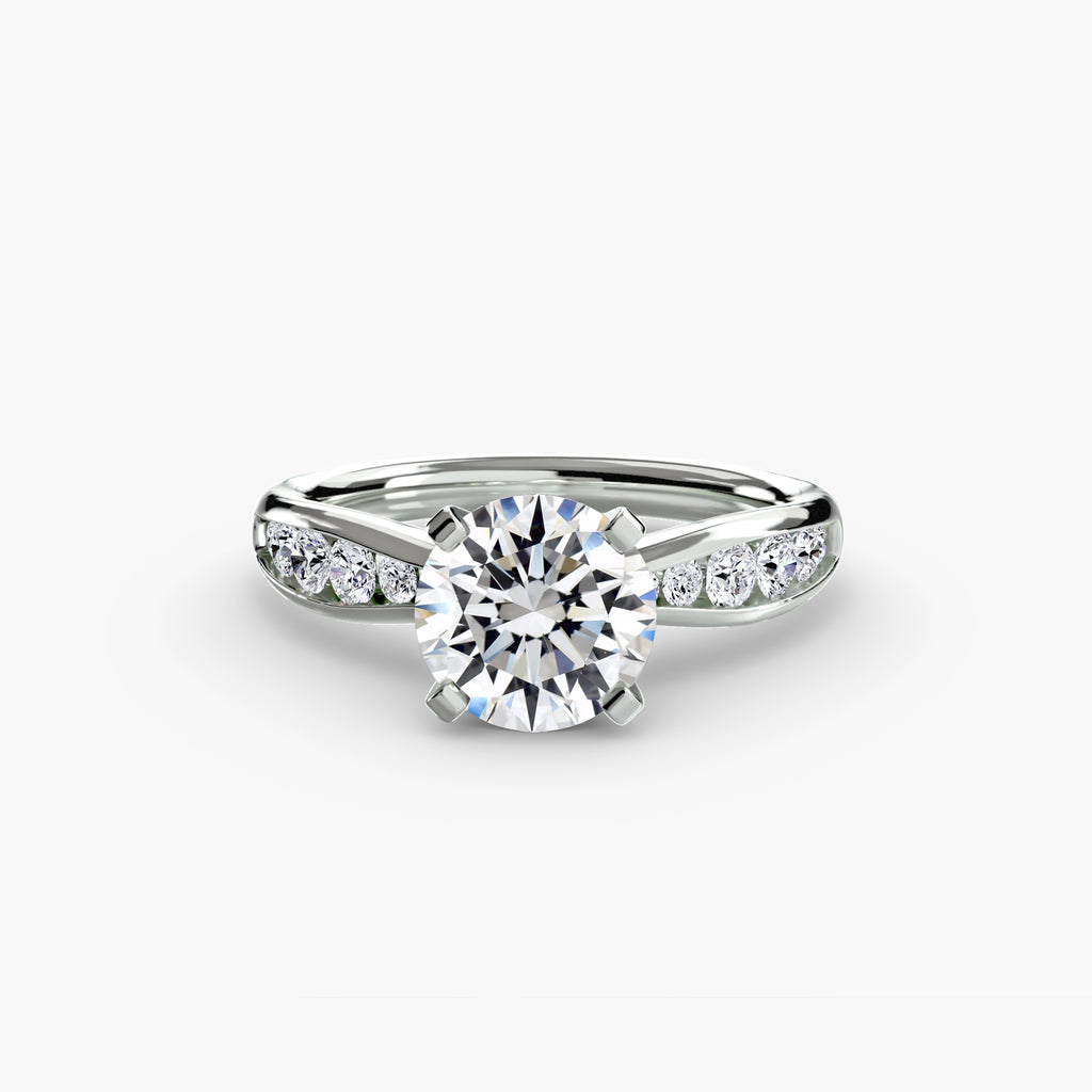 Anello solitario con pavé sottile — montatura, 2,3 mm
