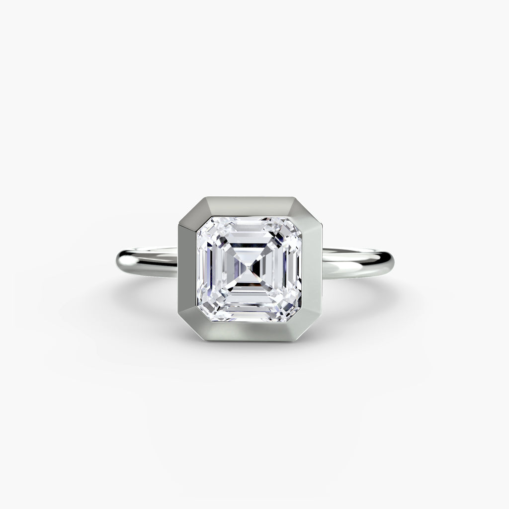 Anello solitario con castone bezel — montatura