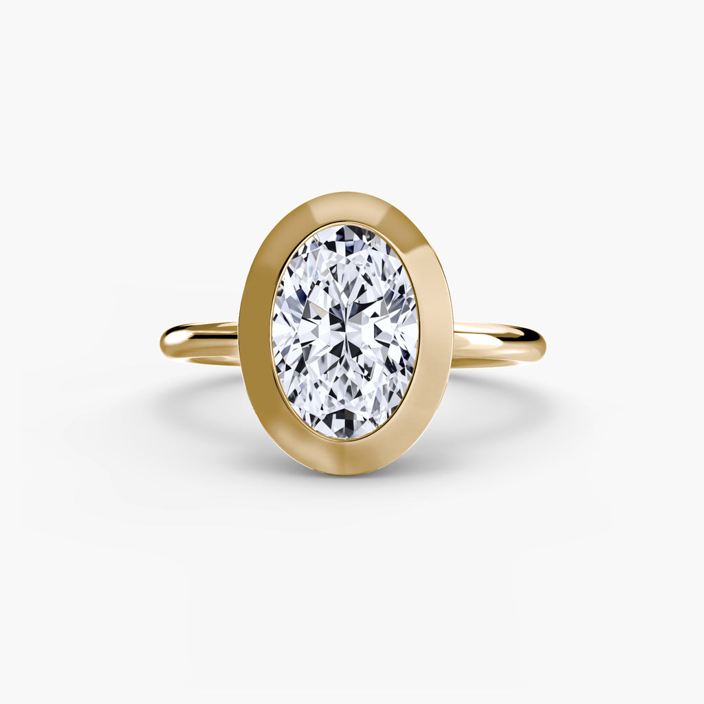 Anello solitario con castone bezel — montatura