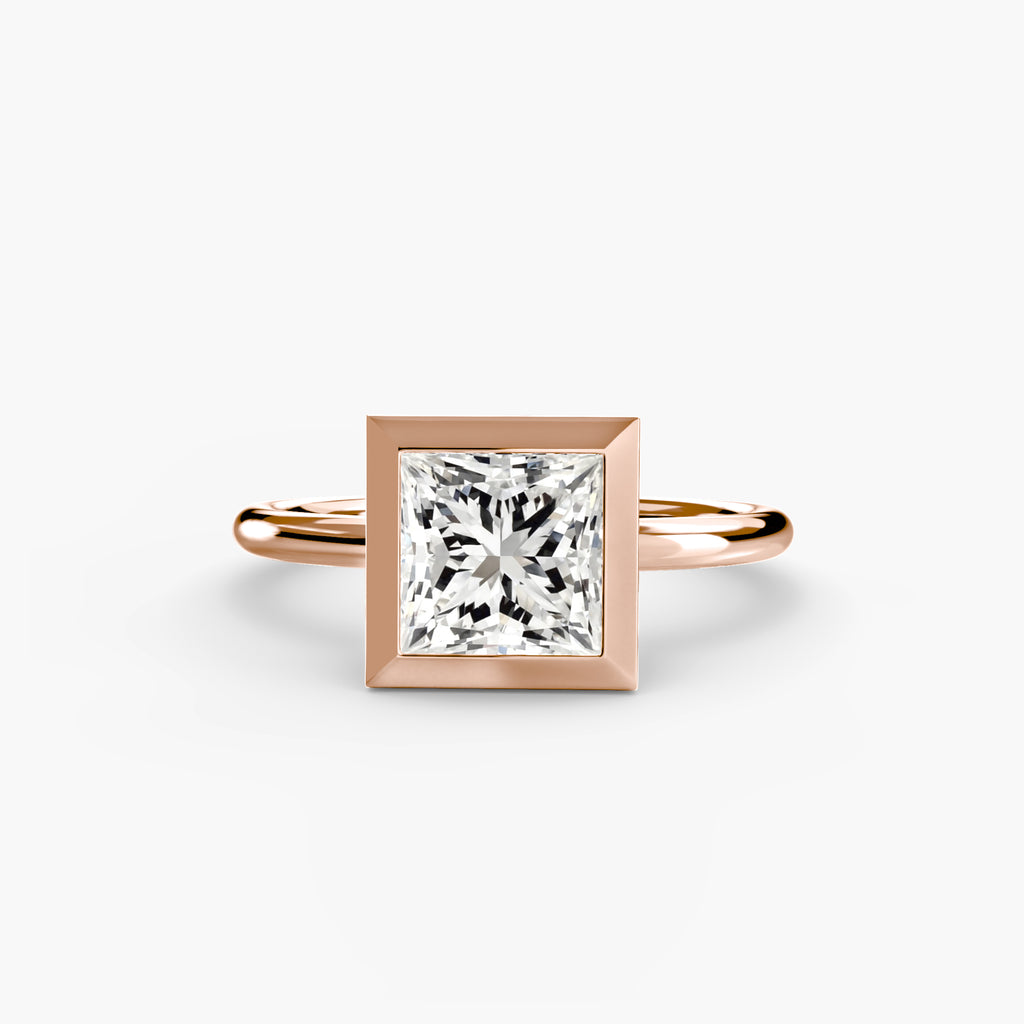 Anello solitario con castone bezel — montatura