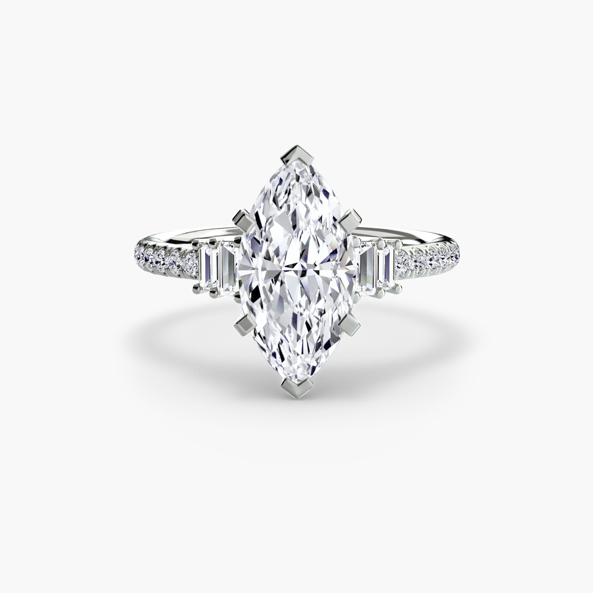 Anello solitario con pavé — montatura, gambo 2,4 mm