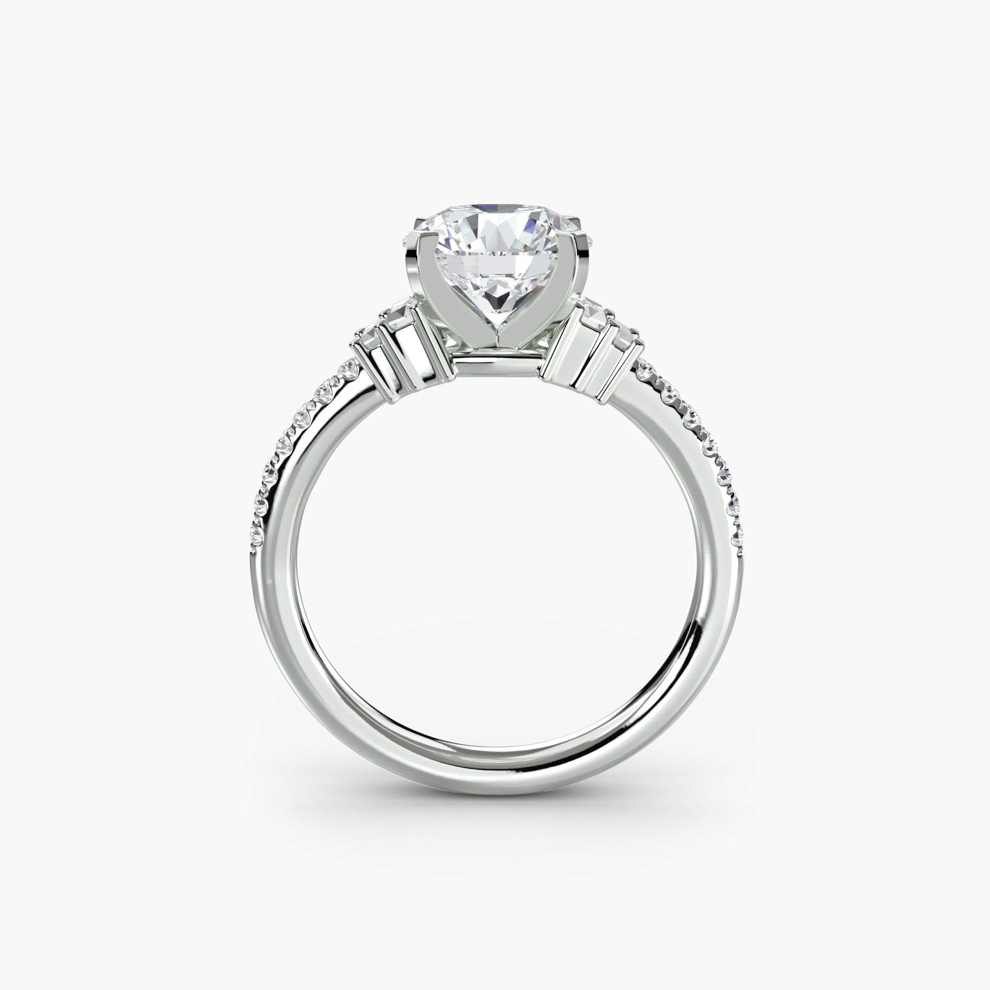 Anello solitario con pavé — montatura, gambo 2,4 mm