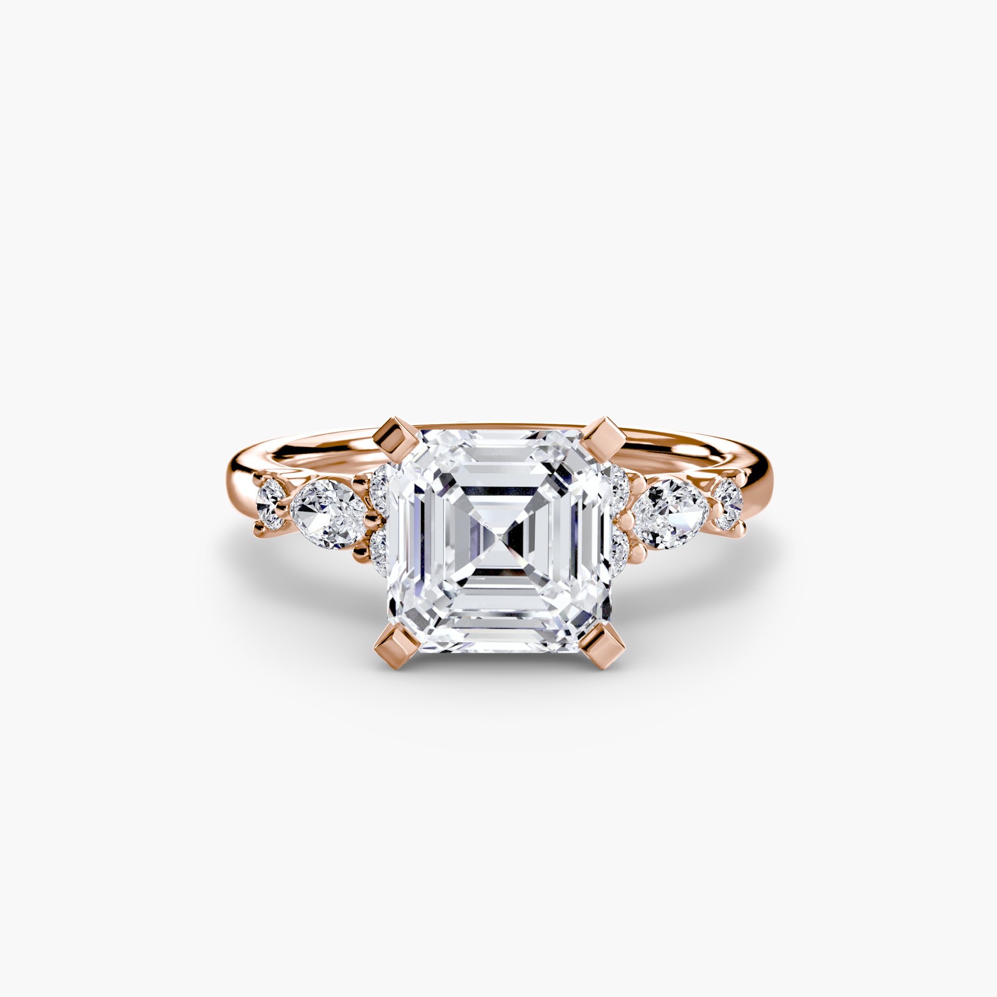 Anello solitario con dettaglio floreale — montatura