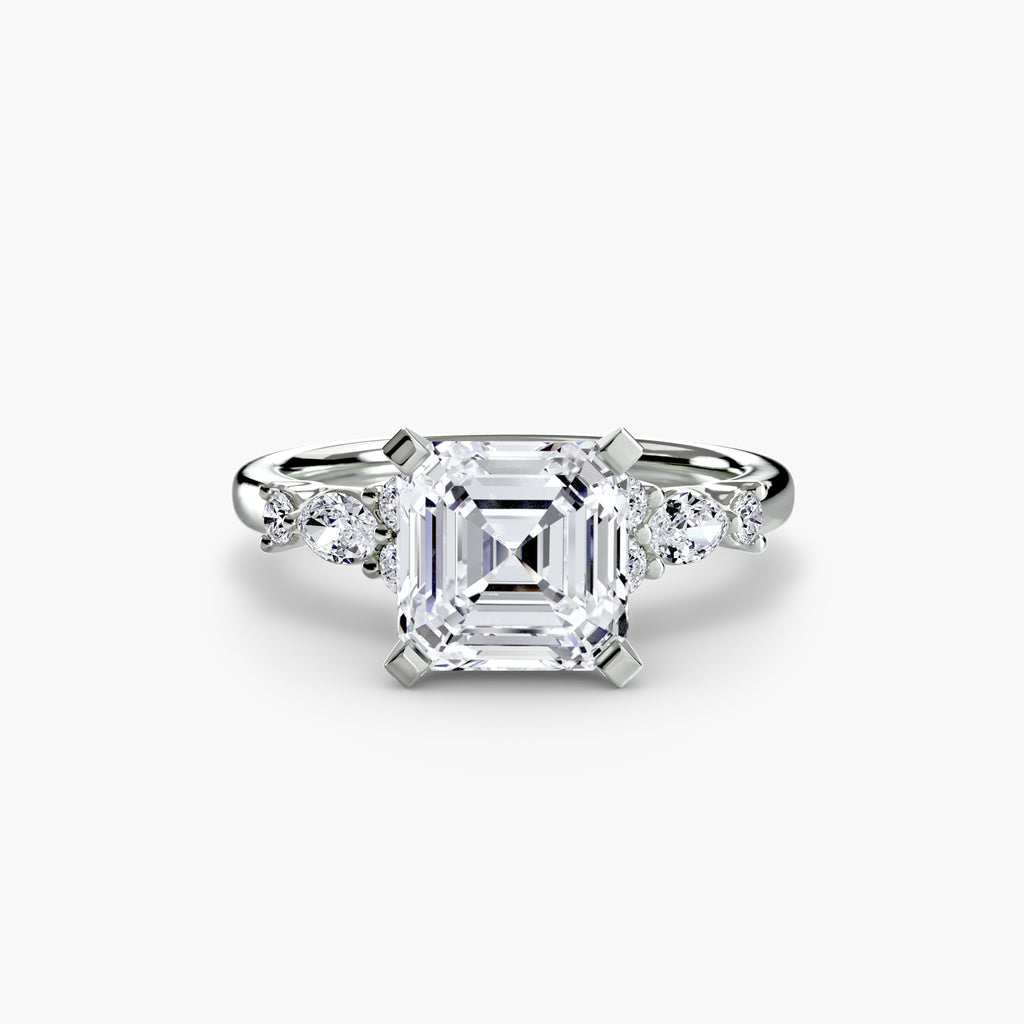Anello solitario con dettaglio floreale — montatura