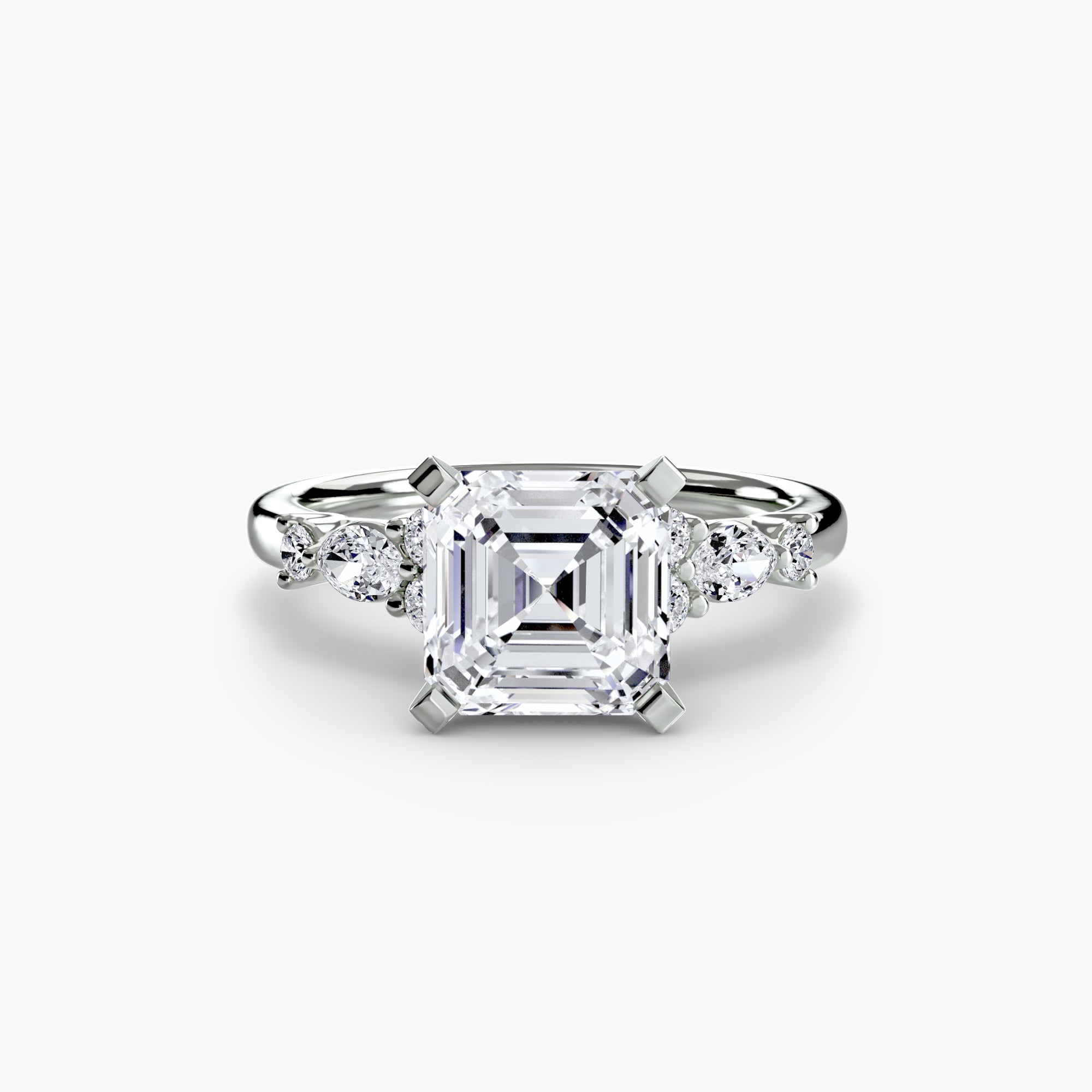 Anello solitario con dettaglio floreale — montatura