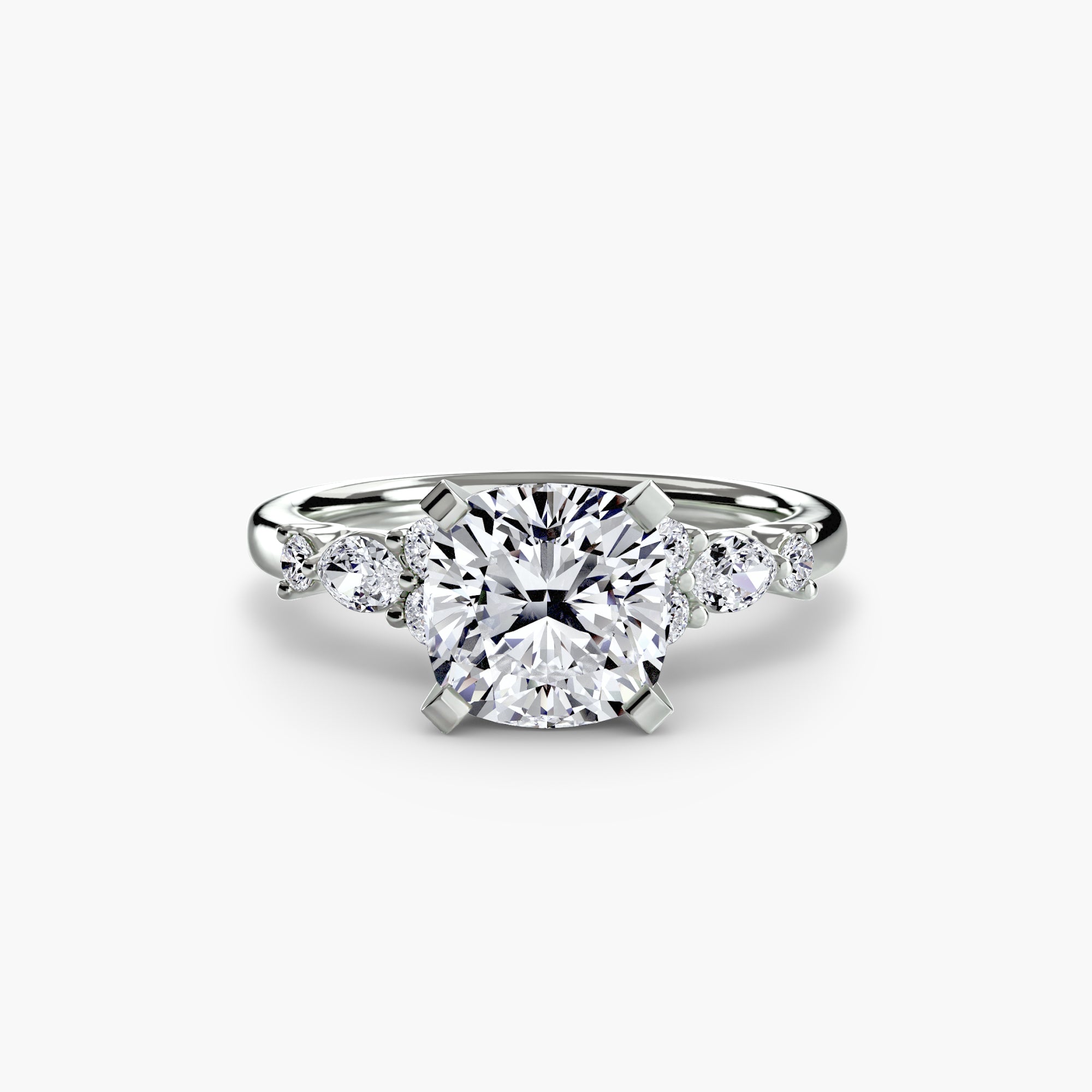 Anello solitario con dettaglio floreale — montatura