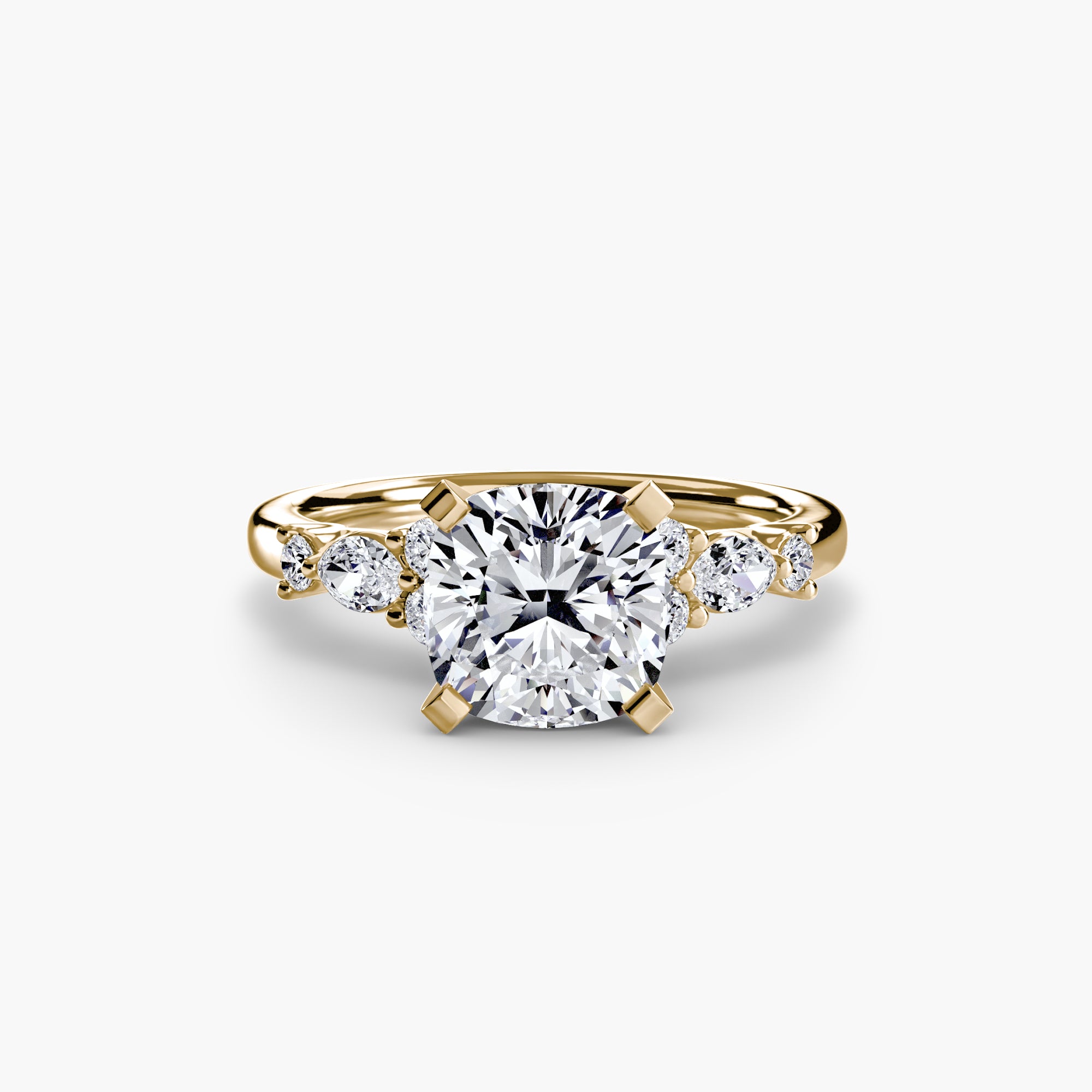 Anello solitario con dettaglio floreale — montatura