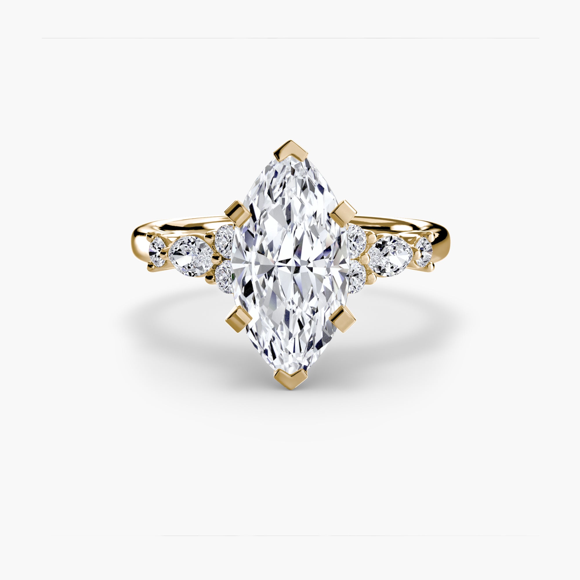 Anello solitario con dettaglio floreale — montatura