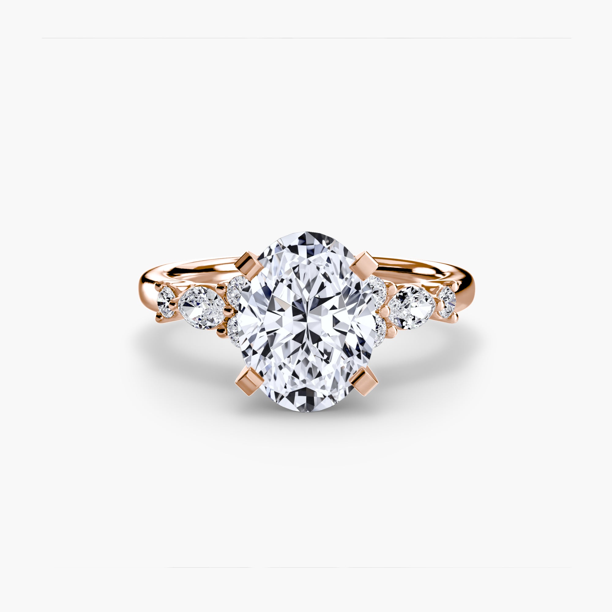 Anello solitario con dettaglio floreale — montatura