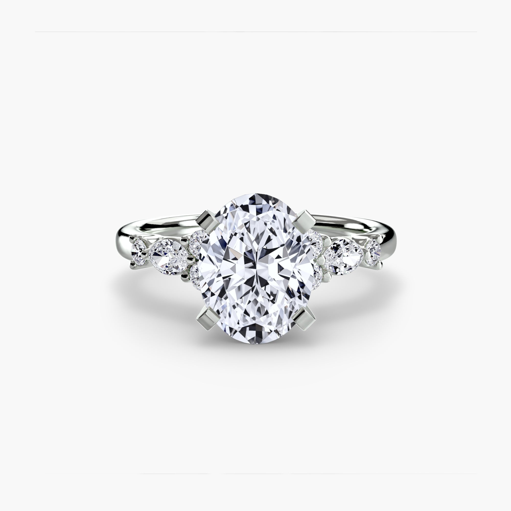 Anello solitario con dettaglio floreale — montatura