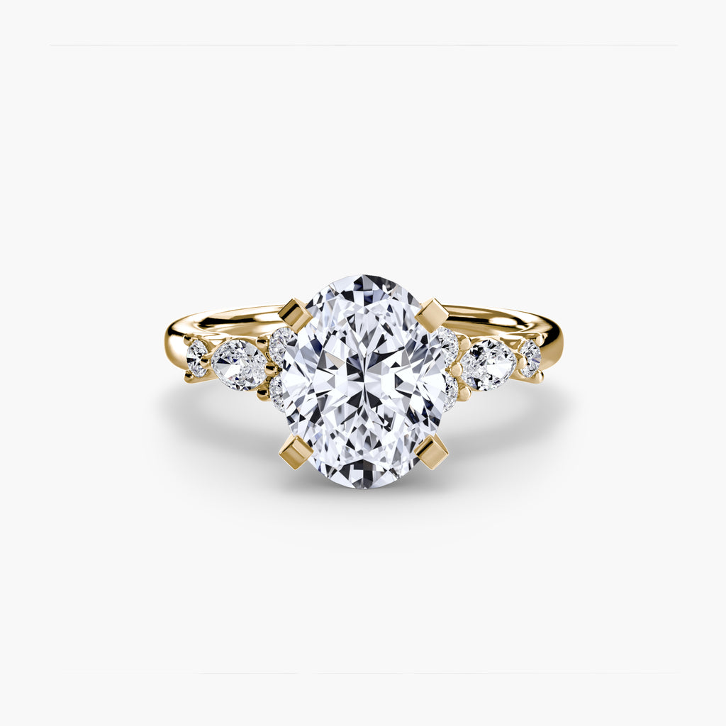 Anello solitario con dettaglio floreale — montatura