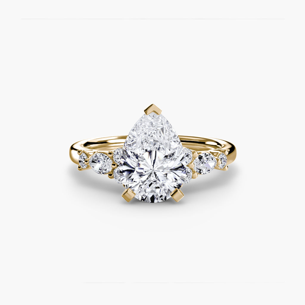 Anello solitario con dettaglio floreale — montatura