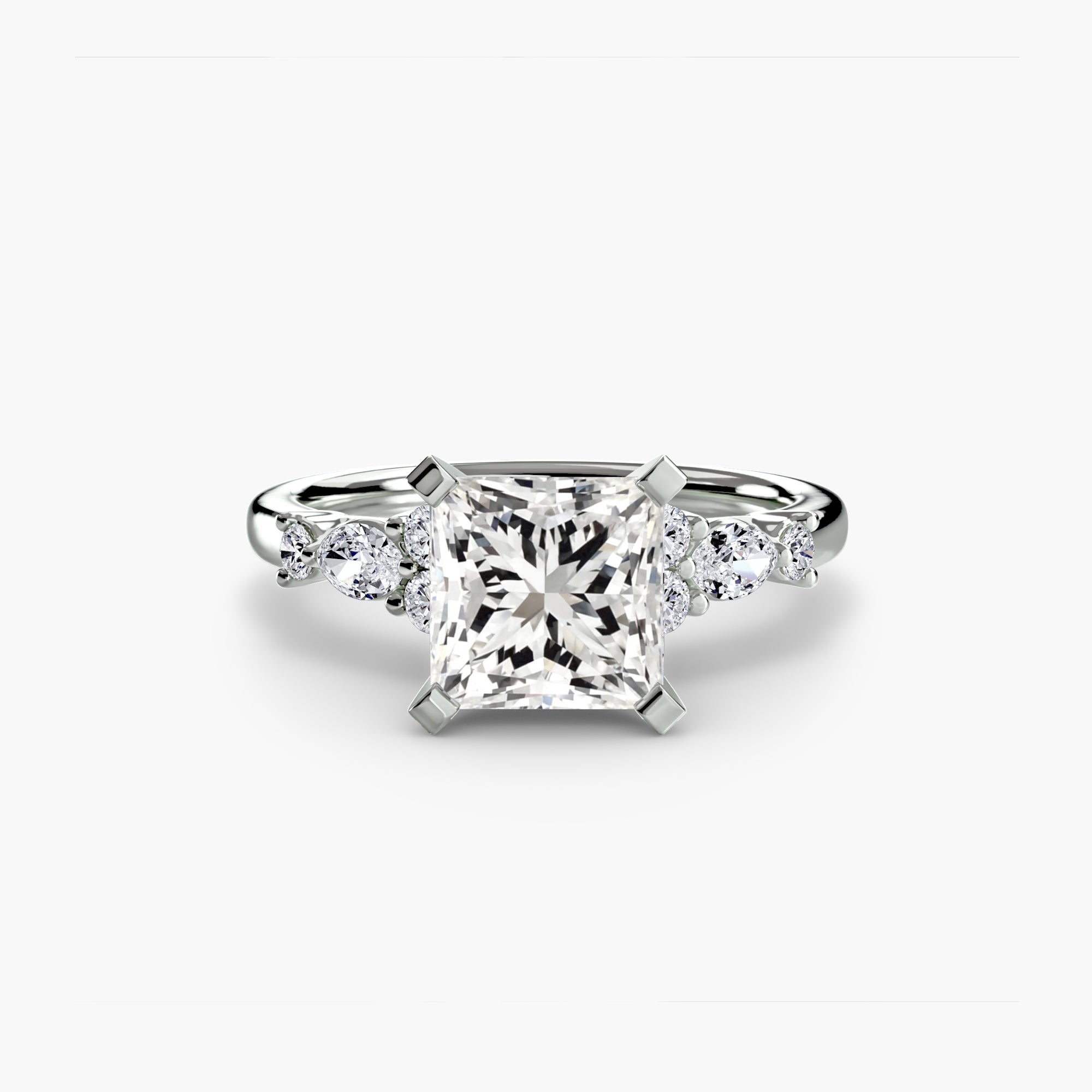 Anello solitario con dettaglio floreale — montatura