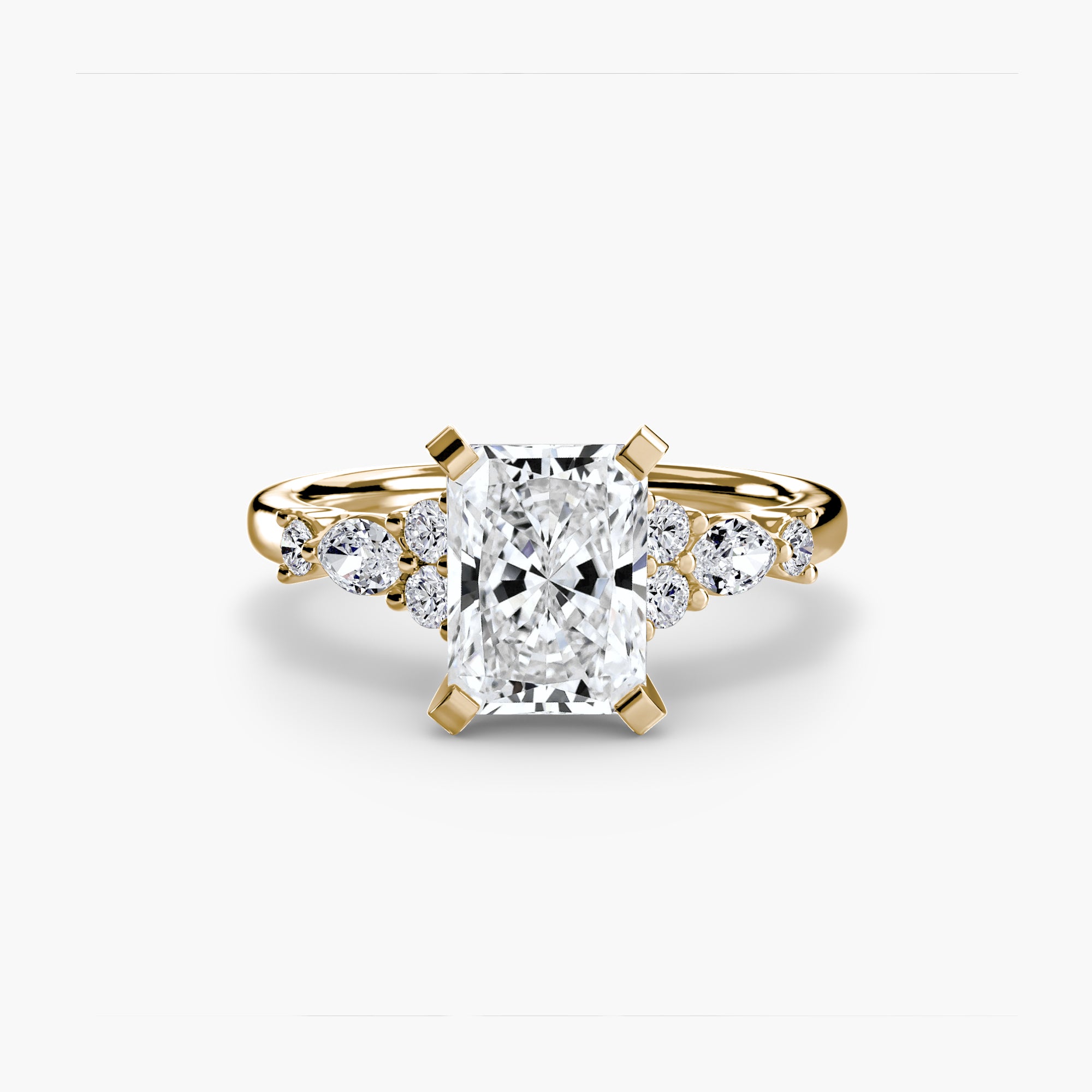 Anello solitario con dettaglio floreale — montatura