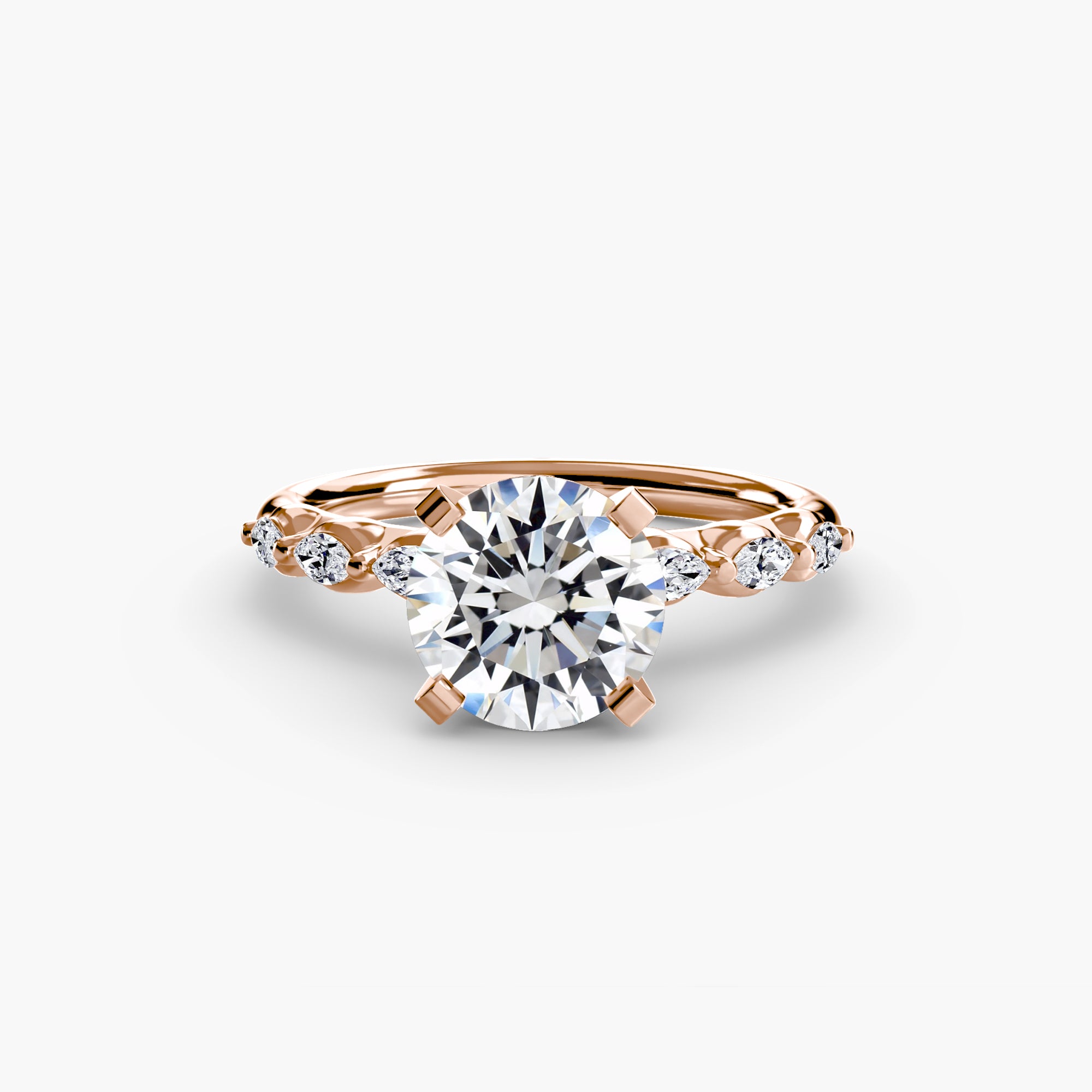 Anello solitario con dettaglio floreale — montatura
