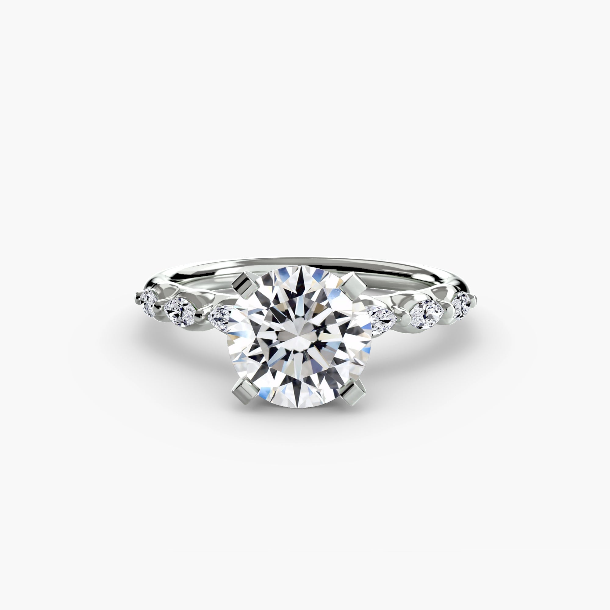 Anello solitario con dettaglio floreale — montatura