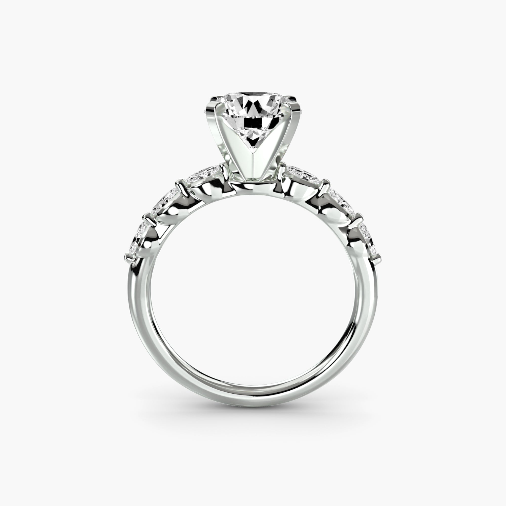 Anello solitario con dettaglio floreale — montatura