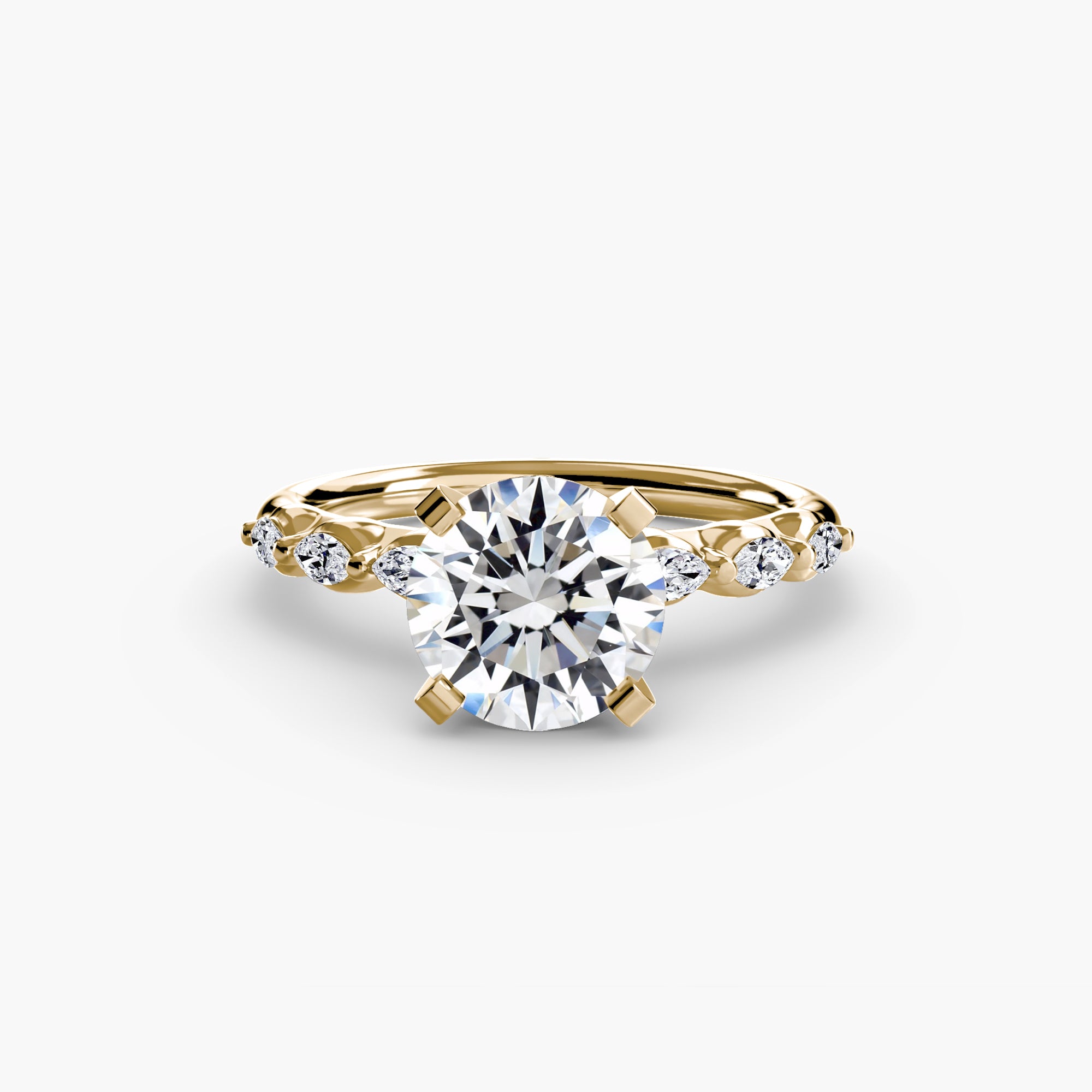 Anello solitario con dettaglio floreale — montatura